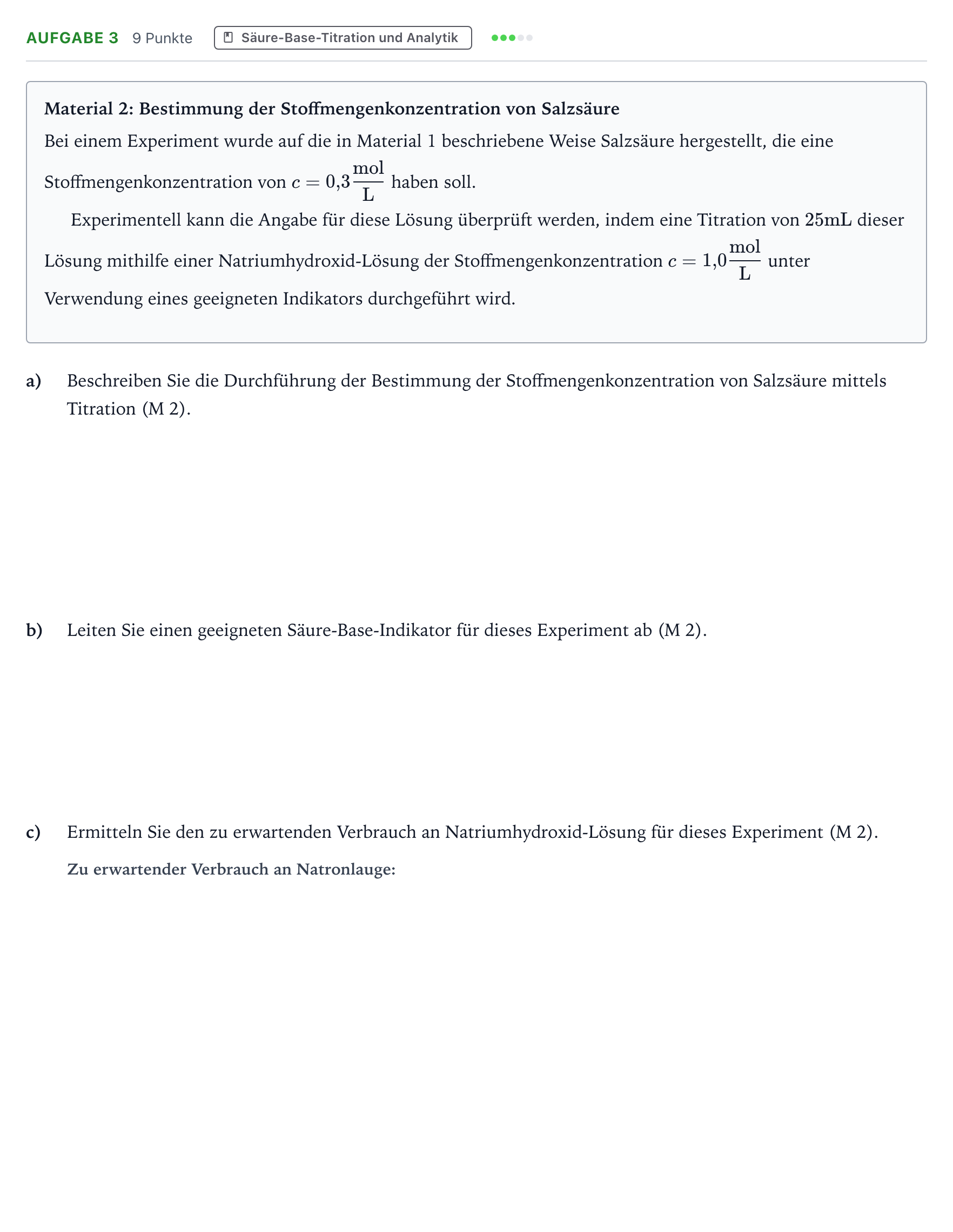 Aufgabenstellung: Aufgabe 3 · Abitur NRW Chemie LK · Herstellung und Verwendung von Gase 2026