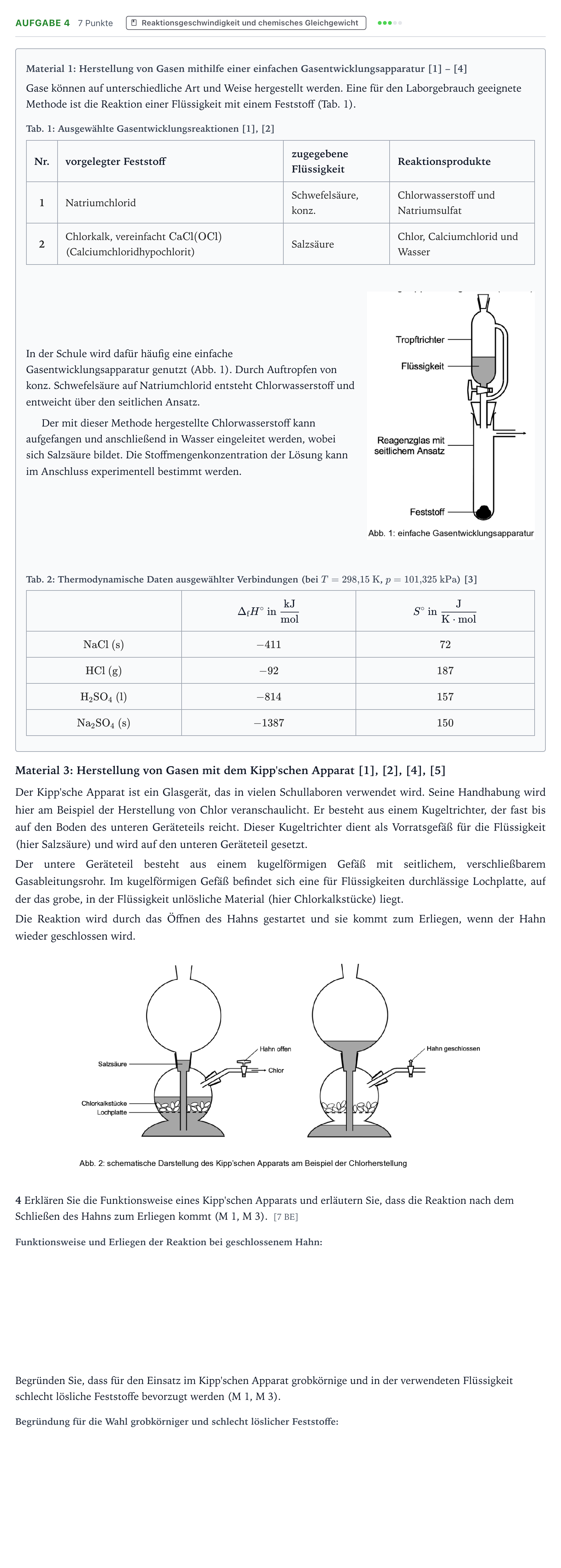 Aufgabenstellung: Aufgabe 4 · Abitur NRW Chemie LK · Herstellung und Verwendung von Gase 2026