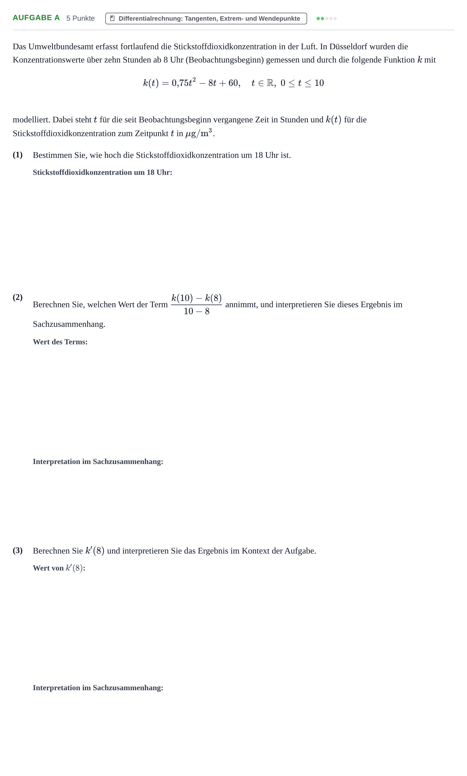 Aufgabenstellung: Aufgabe a · Abitur NRW Mathematik GK · Nachtermin · CAS · Weiterbildungsko 2022