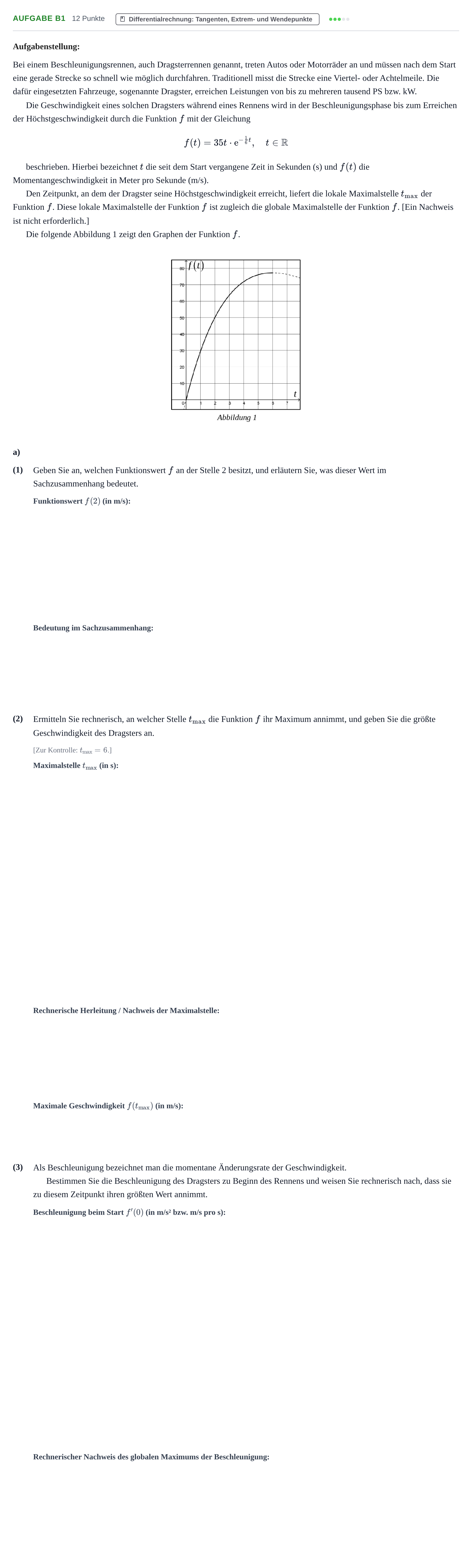 Aufgabenstellung: Aufgabe B1 - Differentialrechnung · Abitur NRW Mathematik GK · Nachtermin · CAS · Weiterbildungsko 2022