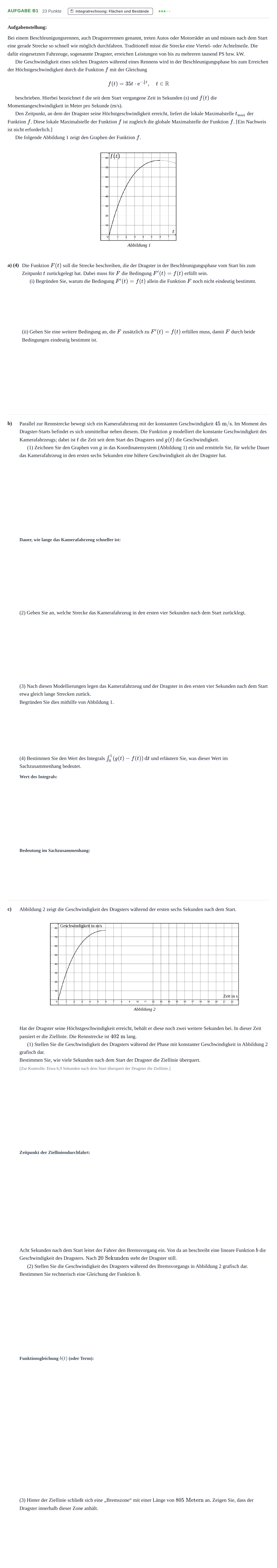 Aufgabenstellung: Aufgabe B1 - Integralrechnung · Abitur NRW Mathematik GK · Nachtermin · CAS · Weiterbildungsko 2022