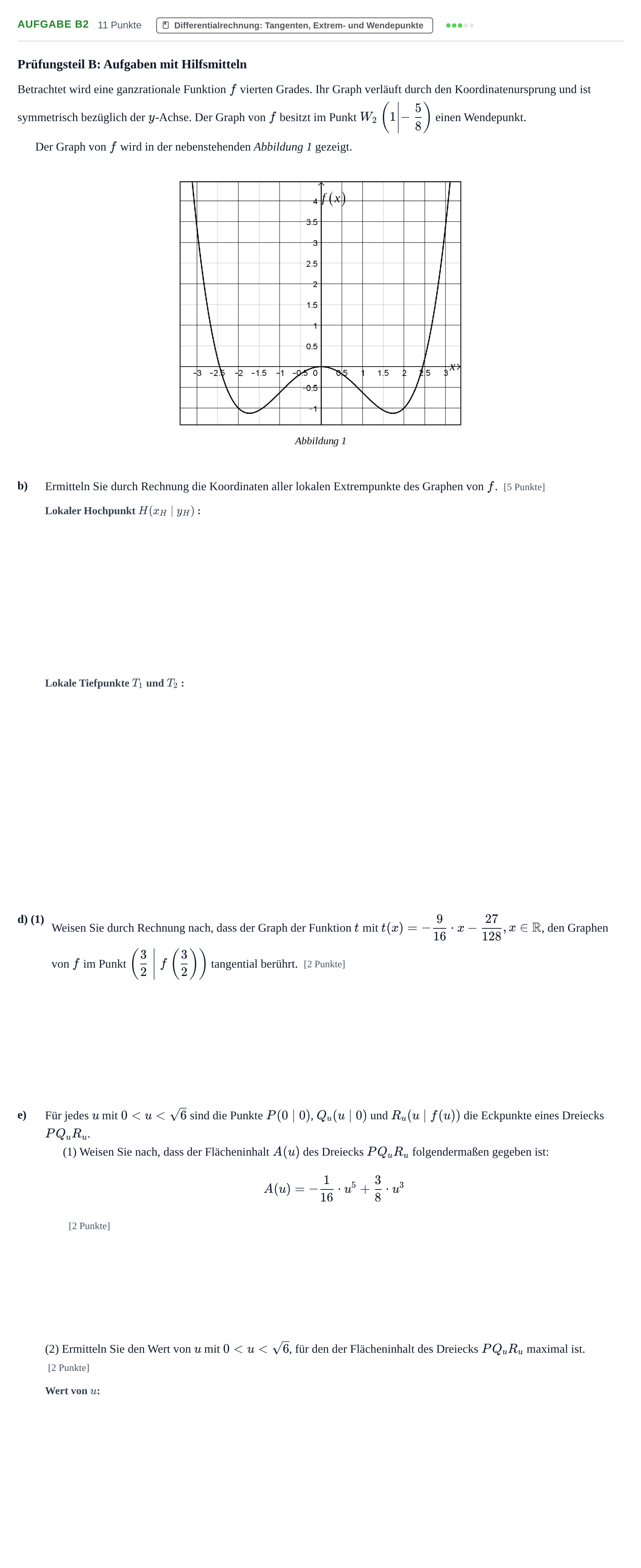 Aufgabenstellung: Aufgabe B2 - Differentialrechnung · Abitur NRW Mathematik GK · Nachtermin · CAS · Weiterbildungsko 2022