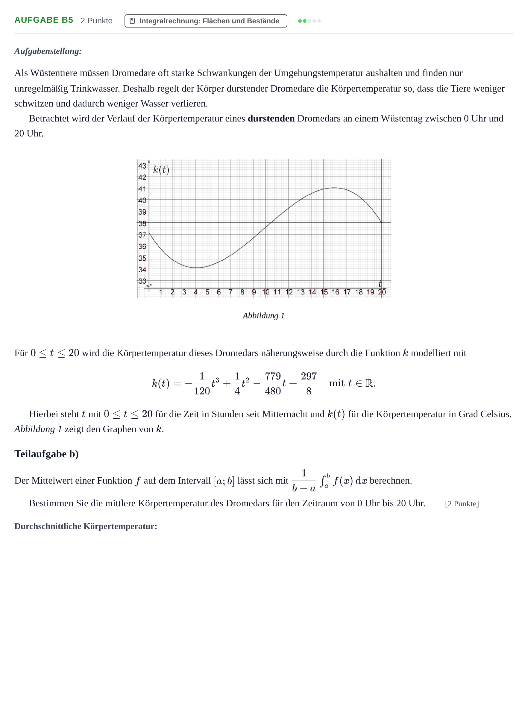 Aufgabenstellung: Aufgabe B5 - Integralrechnung · Abitur NRW Mathematik GK · Nachtermin · CAS · Weiterbildungsko 2022