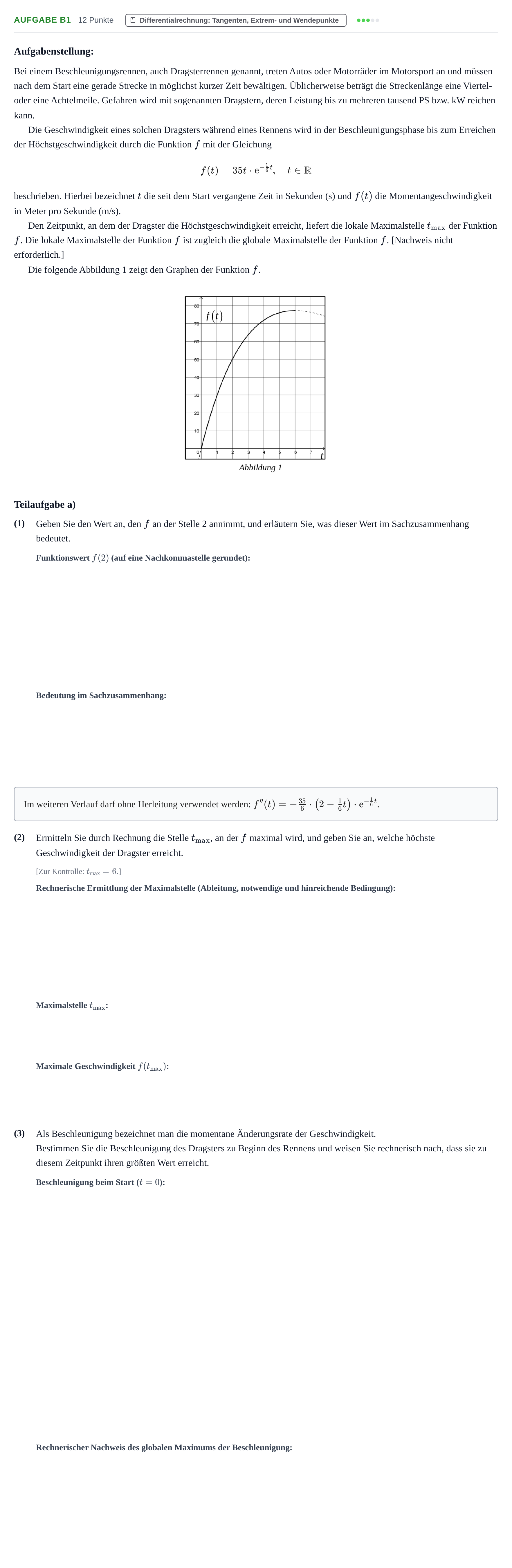 Aufgabenstellung: Aufgabe B1 - Differentialrechnung · Abitur NRW Mathematik GK · Nachtermin · GTR 2022