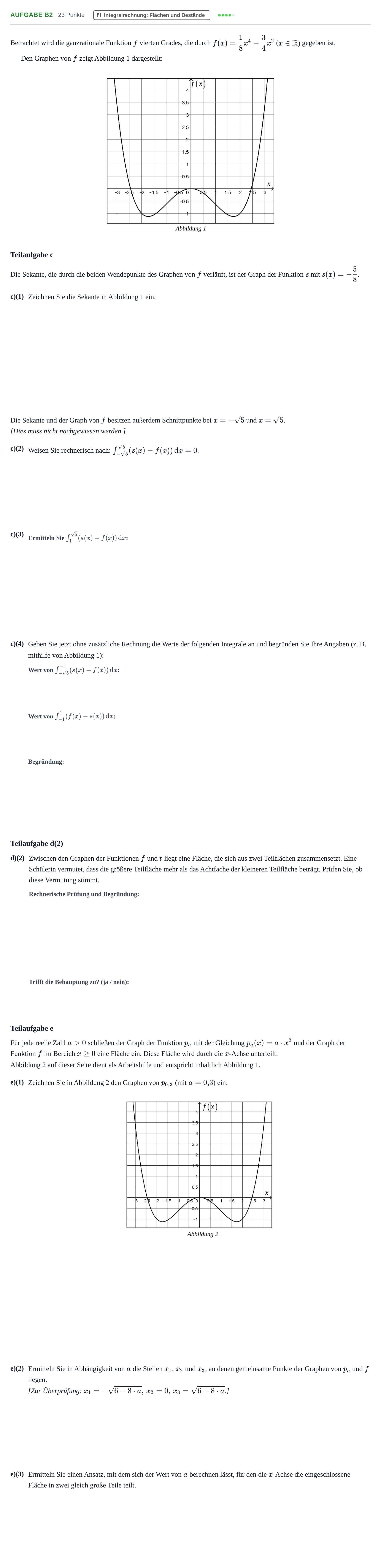 Aufgabenstellung: Aufgabe B2 - Integralrechnung · Abitur NRW Mathematik GK · Nachtermin · GTR 2022