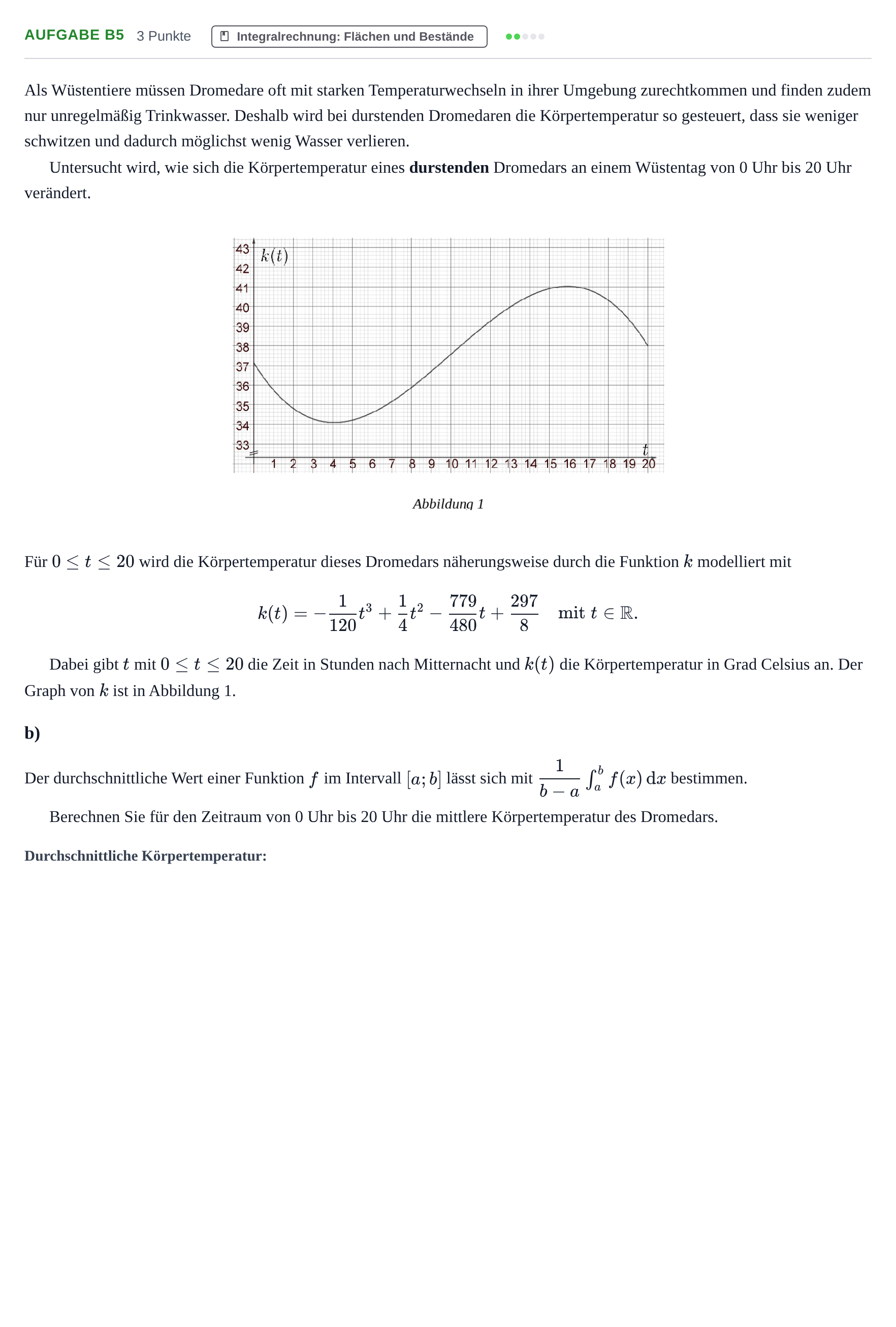 Aufgabenstellung: Aufgabe B5 - Integralrechnung · Abitur NRW Mathematik GK · Nachtermin · GTR 2022