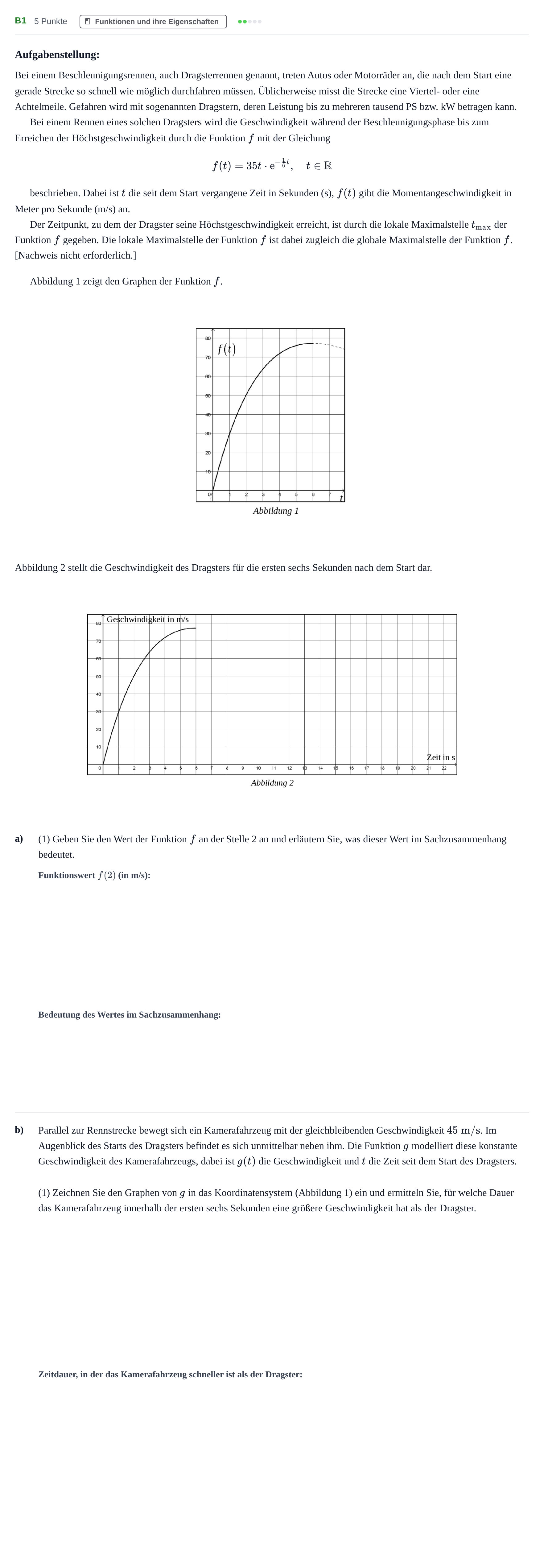 Aufgabenstellung: Aufgabe B1 - Funktionen und ihre Eigenschaften · Abitur NRW Mathematik GK · Nachtermin · GTR · Weiterbildungsko 2022