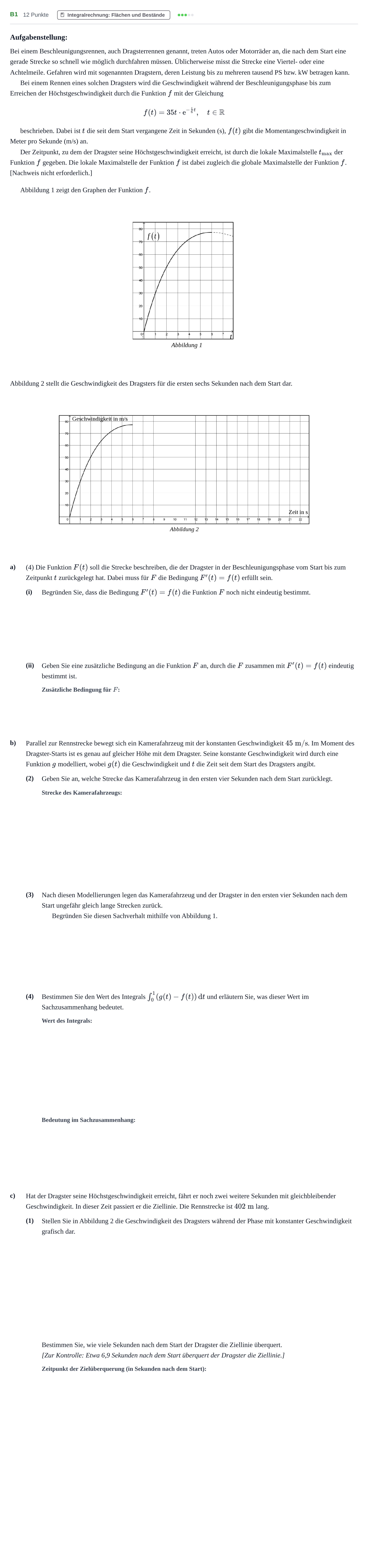 Aufgabenstellung: Aufgabe B1 - Integralrechnung · Abitur NRW Mathematik GK · Nachtermin · GTR · Weiterbildungsko 2022