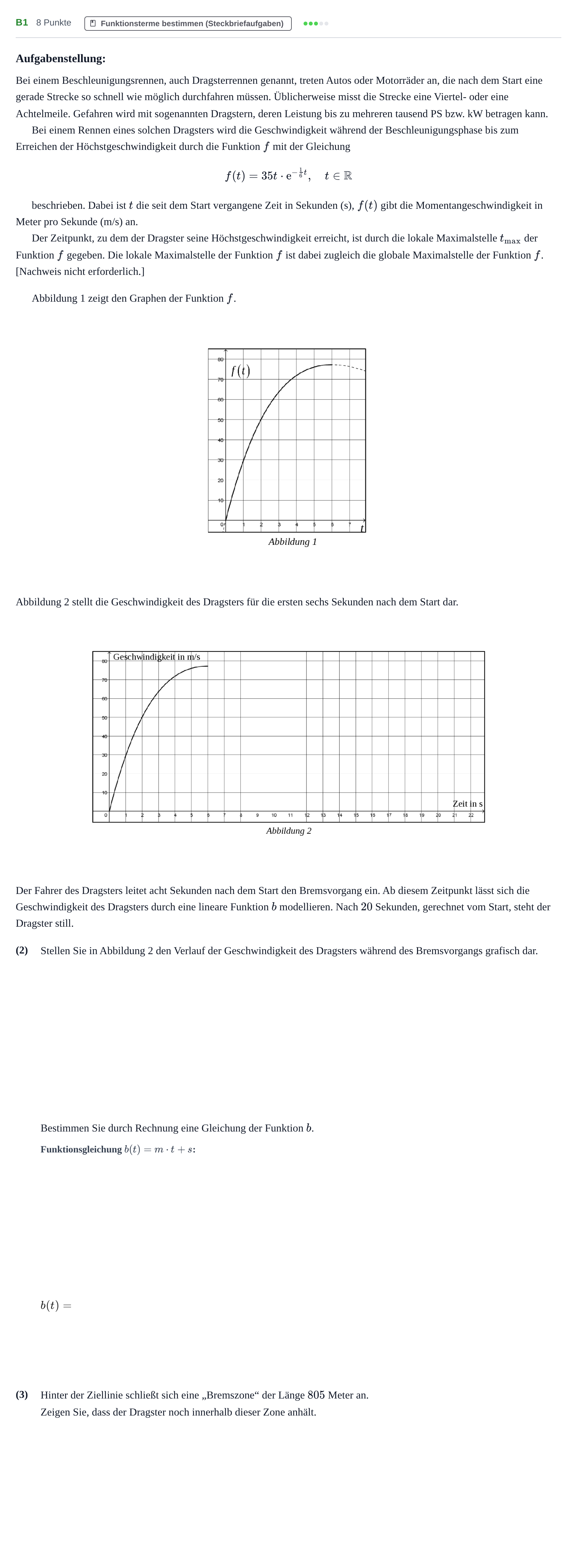 Aufgabenstellung: Aufgabe B1 - Funktionsterme bestimmen · Abitur NRW Mathematik GK · Nachtermin · GTR · Weiterbildungsko 2022