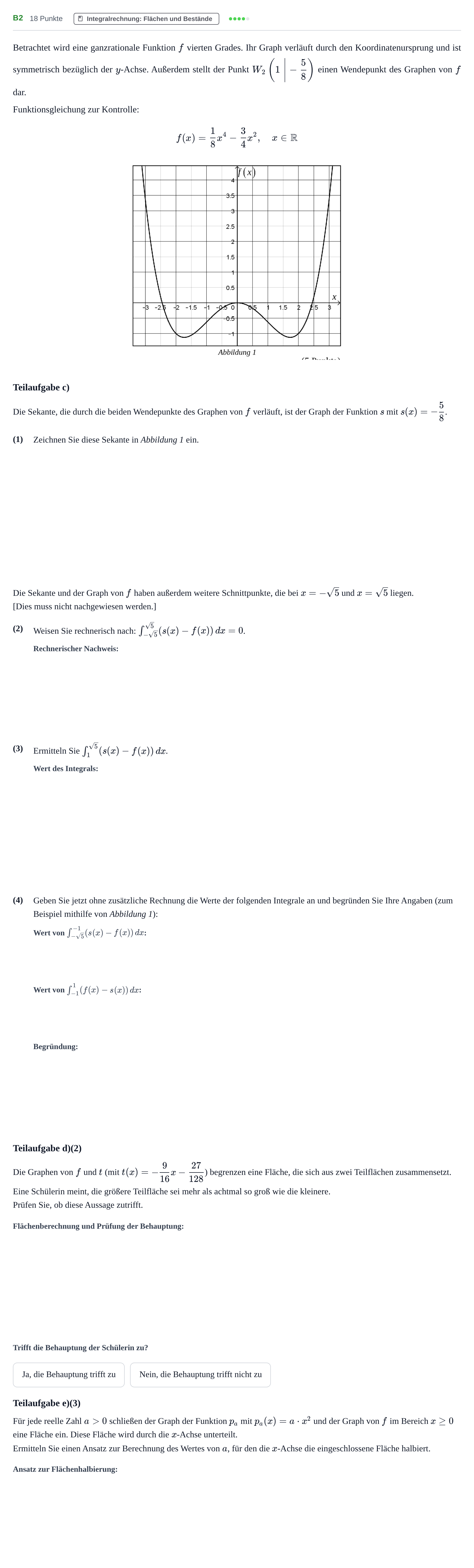 Aufgabenstellung: Aufgabe B2 - Integralrechnung · Abitur NRW Mathematik GK · Nachtermin · GTR · Weiterbildungsko 2022