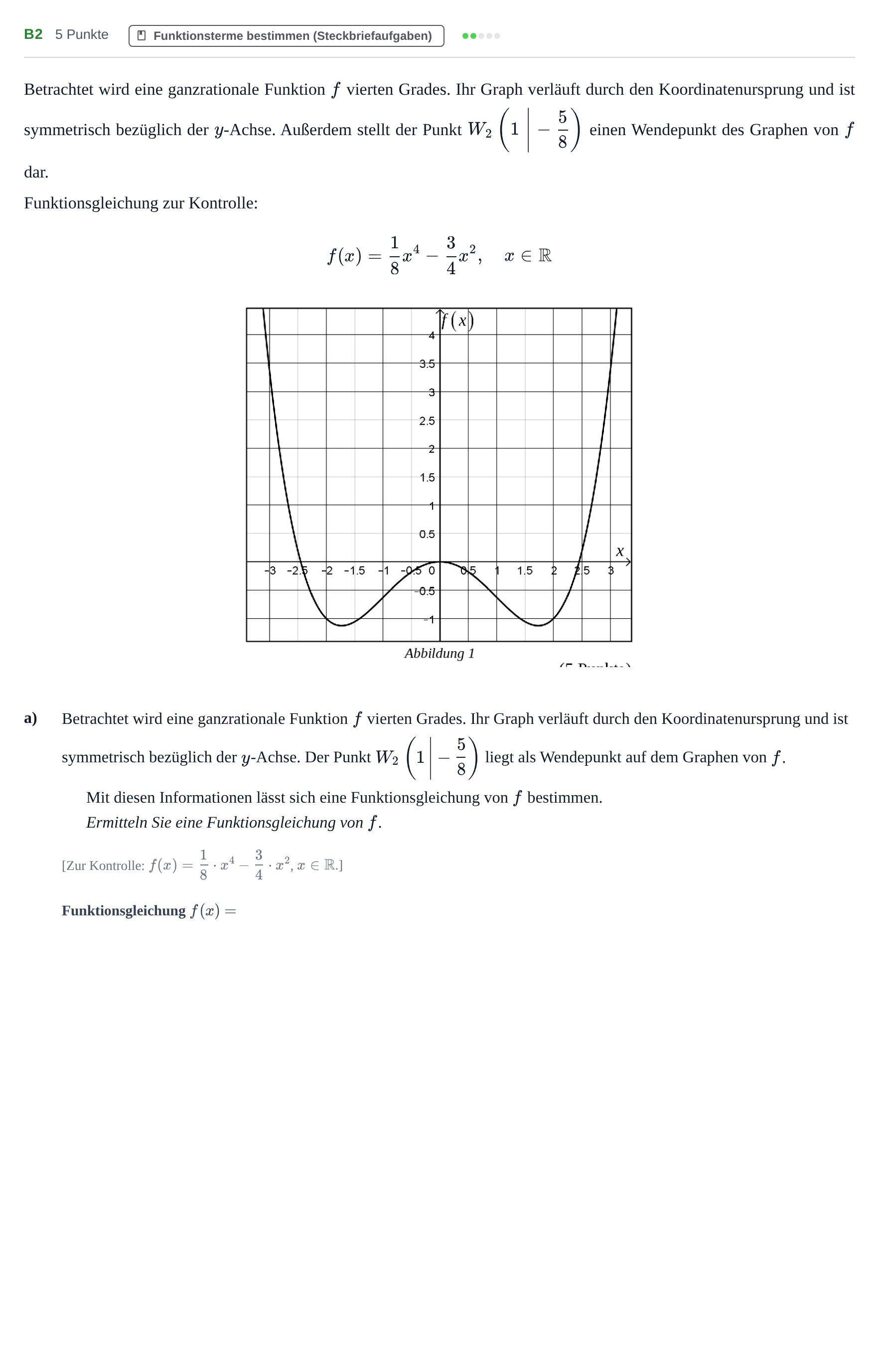 Aufgabenstellung: Aufgabe B2 - Funktionsterme bestimmen · Abitur NRW Mathematik GK · Nachtermin · GTR · Weiterbildungsko 2022