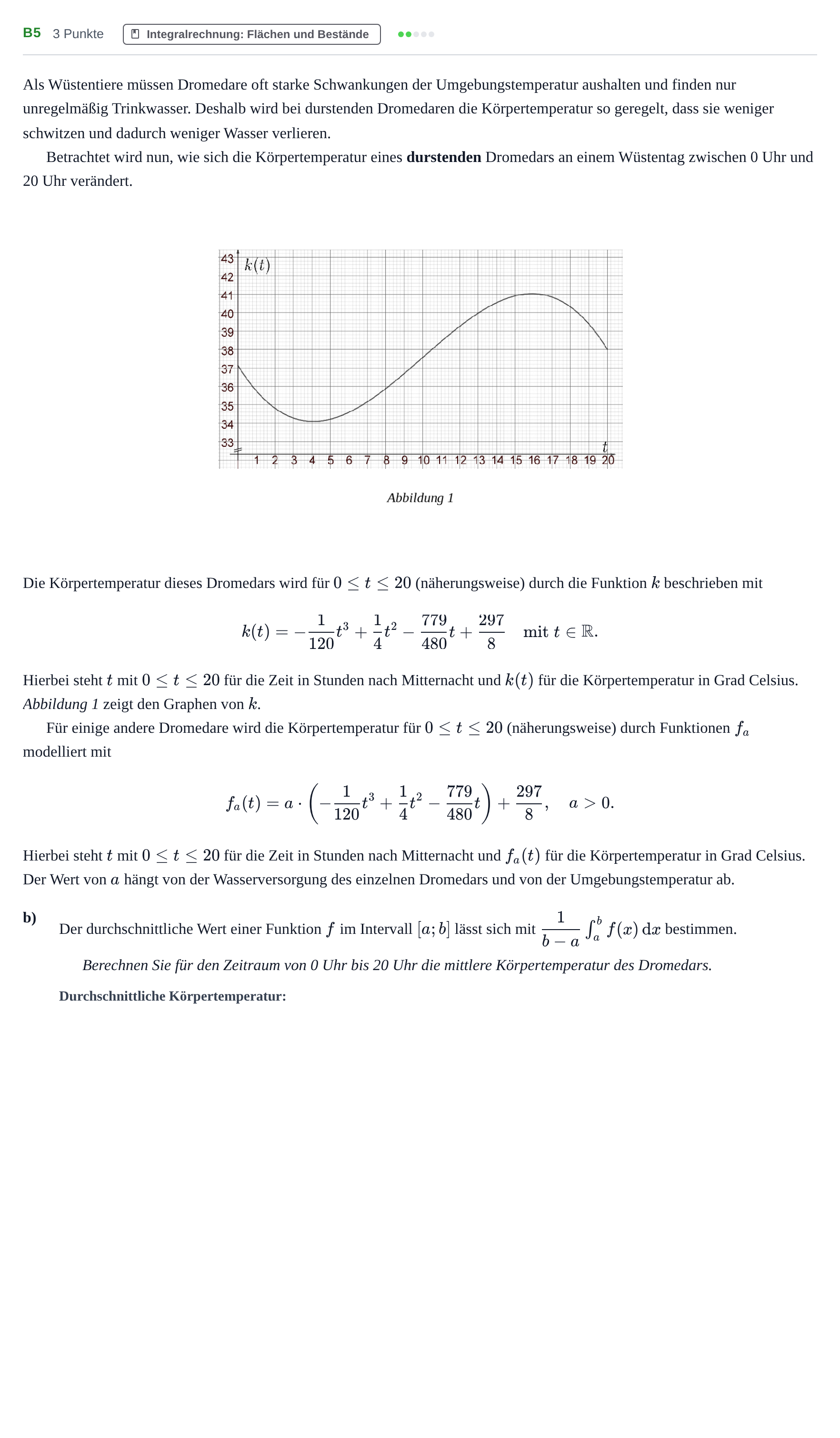 Aufgabenstellung: Aufgabe B5 - Integralrechnung · Abitur NRW Mathematik GK · Nachtermin · GTR · Weiterbildungsko 2022