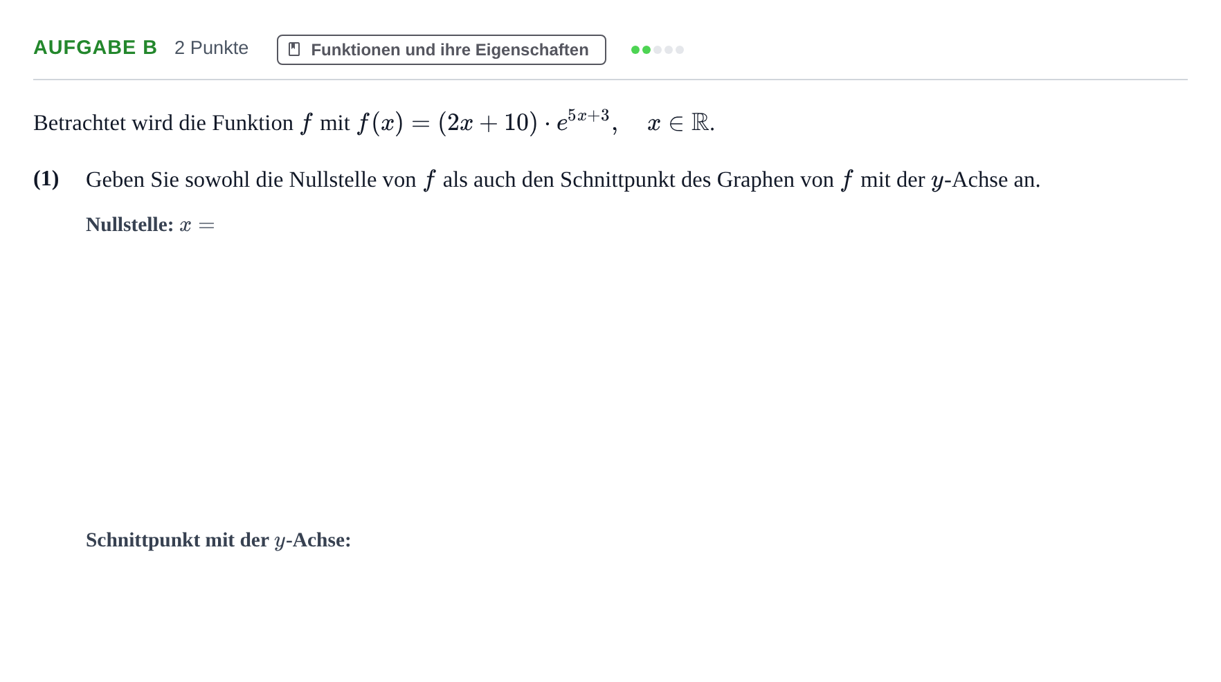 Aufgabenstellung: Aufgabe b - Funktionen und ihre Eigenschaften · Abitur NRW Mathematik GK · Nachtermin · GTR · Weiterbildungsko 2022