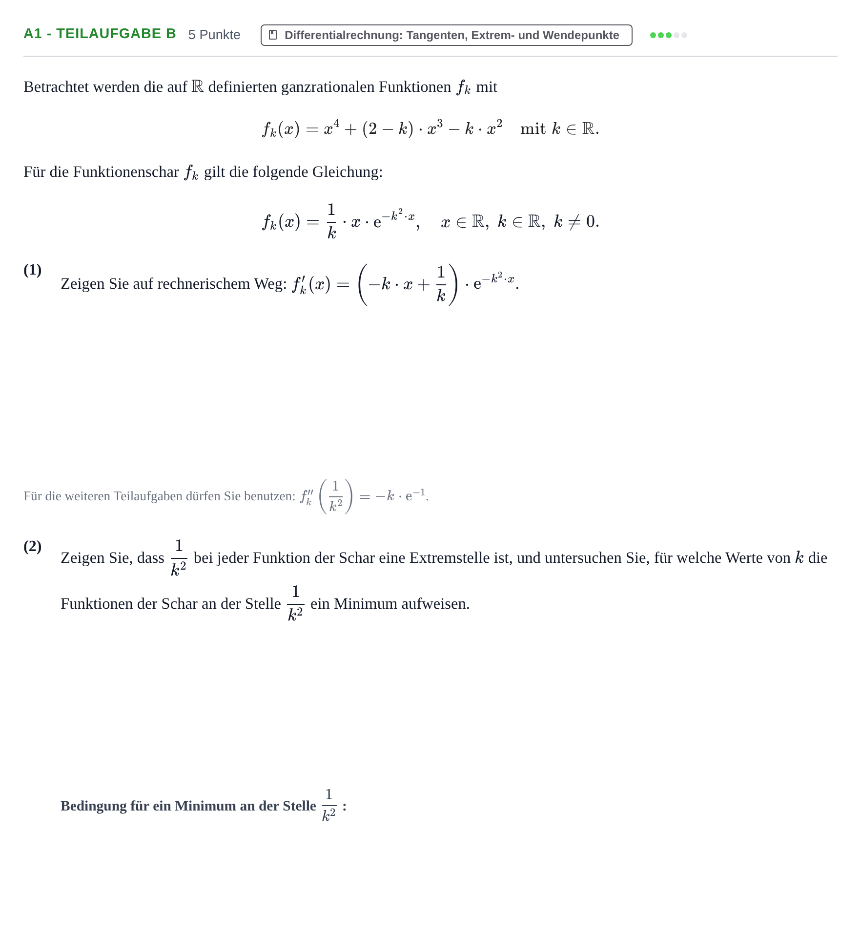 Aufgabenstellung: Aufgabe A1 - Teilaufgabe b · Abitur NRW Mathematik LK · Haupttermin · CAS 2022