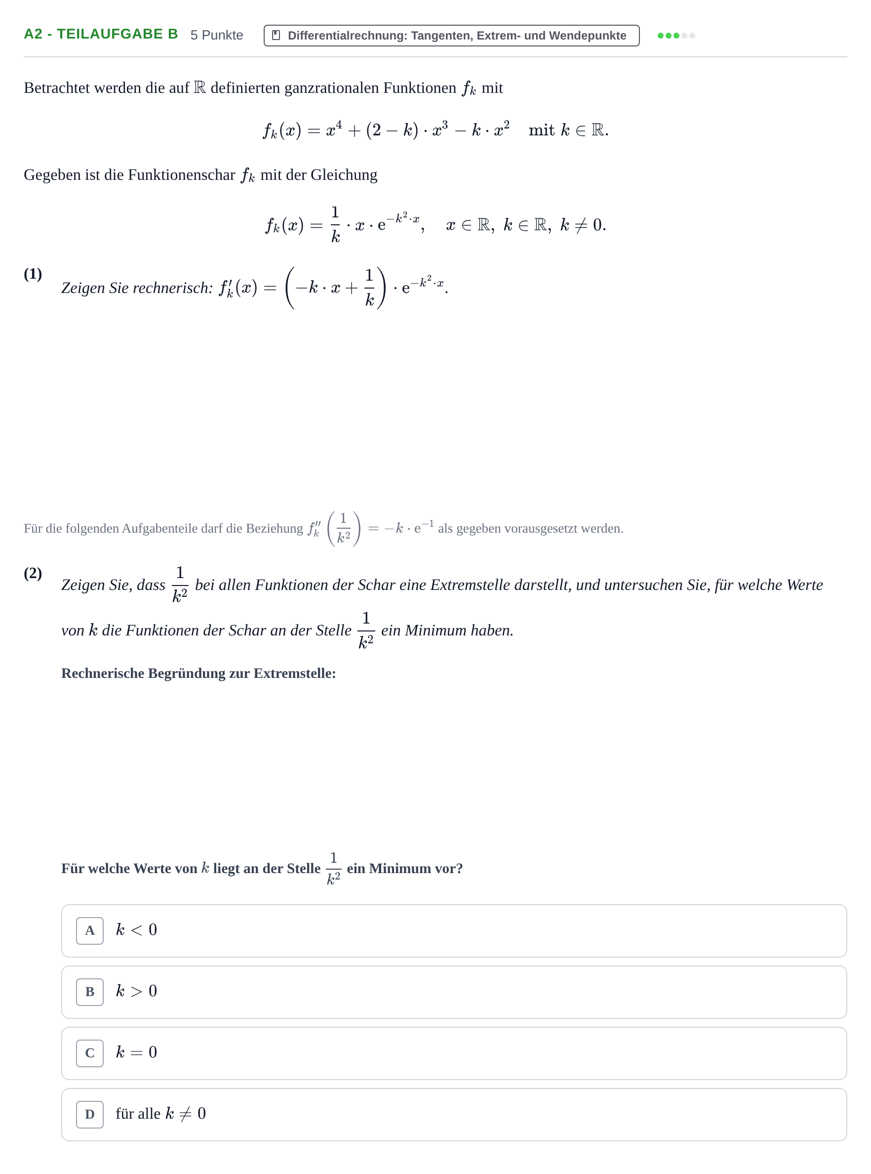 Aufgabenstellung: Aufgabe A2 - Teilaufgabe b · Abitur NRW Mathematik LK · Haupttermin · CAS 2022