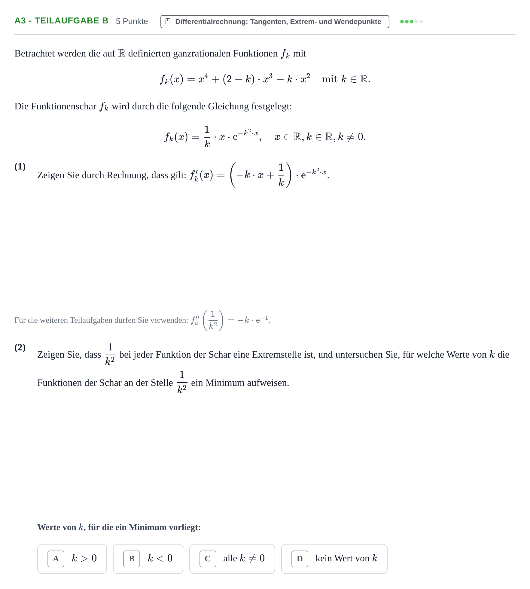 Aufgabenstellung: Aufgabe A3 - Teilaufgabe b · Abitur NRW Mathematik LK · Haupttermin · CAS 2022