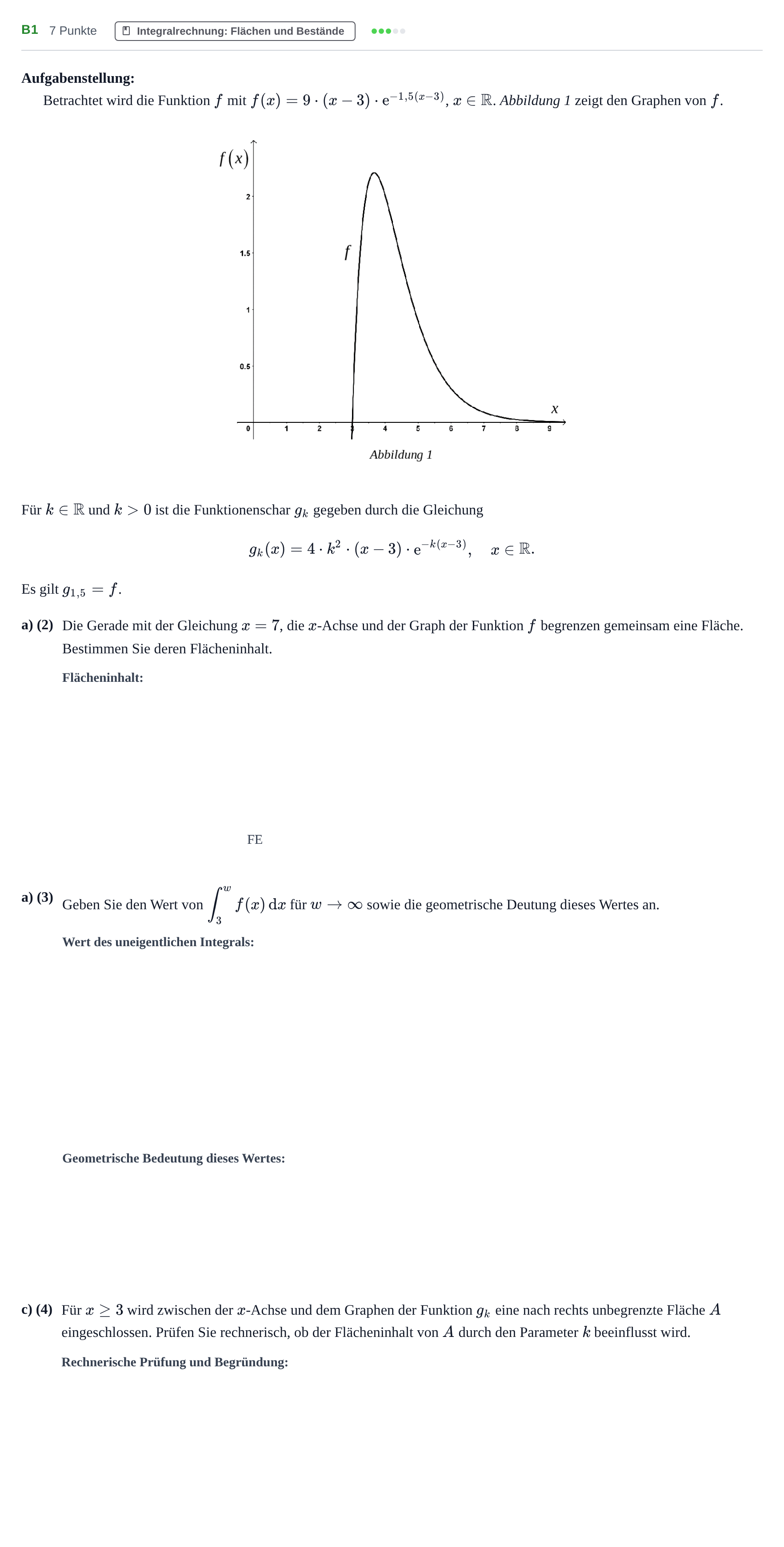 Aufgabenstellung: Aufgabe B1 - Integralrechnung · Abitur NRW Mathematik LK · Haupttermin · CAS 2022