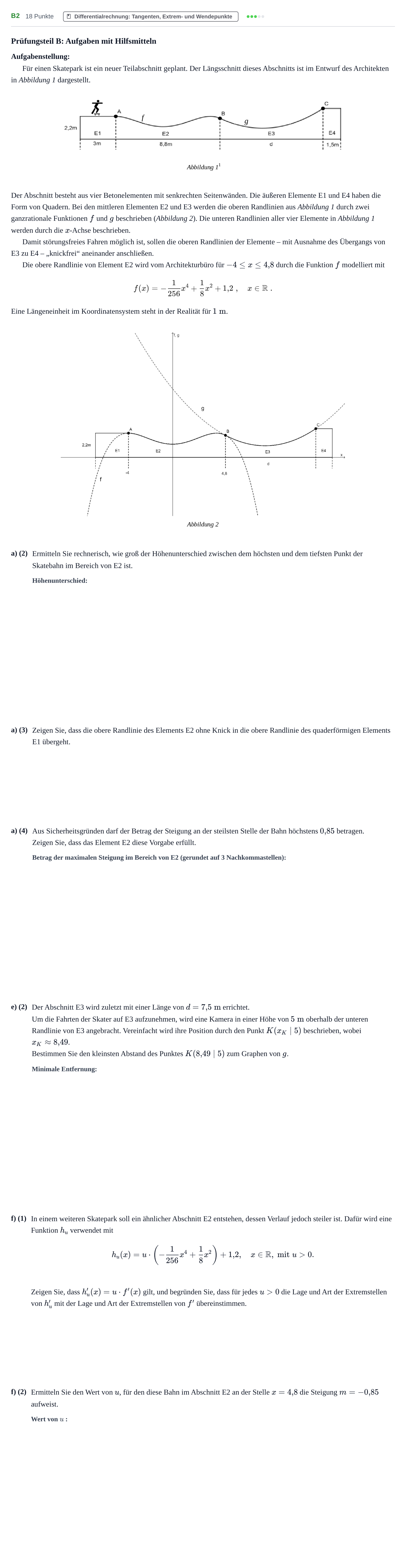 Aufgabenstellung: Aufgabe B2 - Differentialrechnung · Abitur NRW Mathematik LK · Haupttermin · CAS 2022
