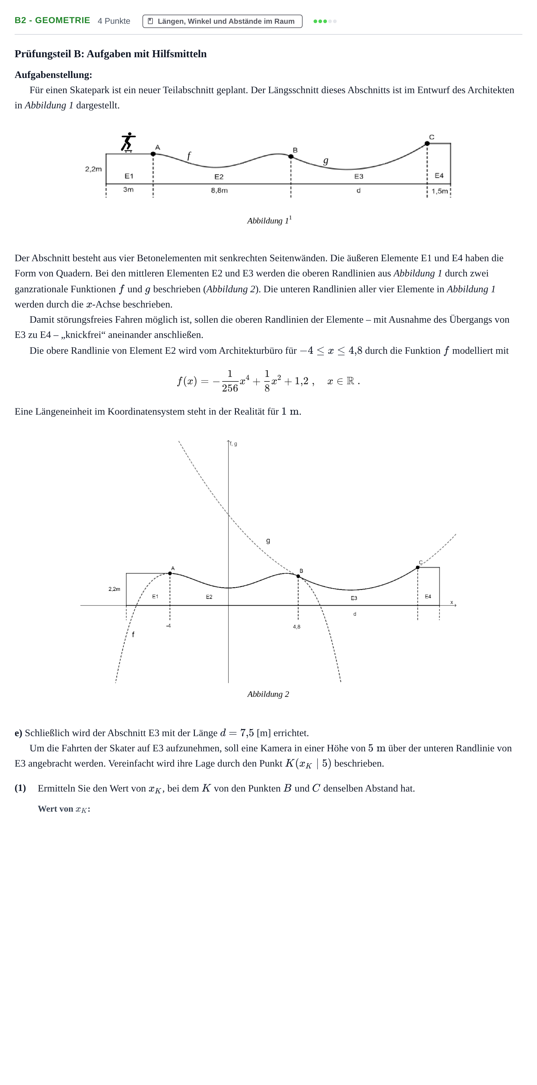 Aufgabenstellung: Aufgabe B2 - Geometrie · Abitur NRW Mathematik LK · Haupttermin · CAS 2022