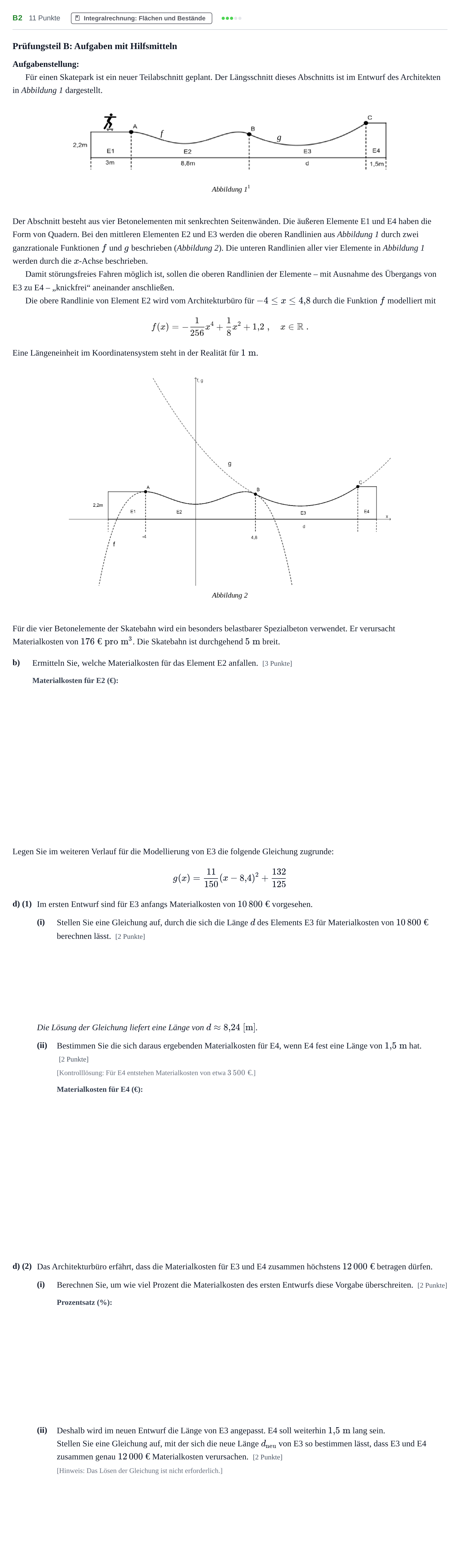Aufgabenstellung: Aufgabe B2 - Integralrechnung · Abitur NRW Mathematik LK · Haupttermin · CAS 2022