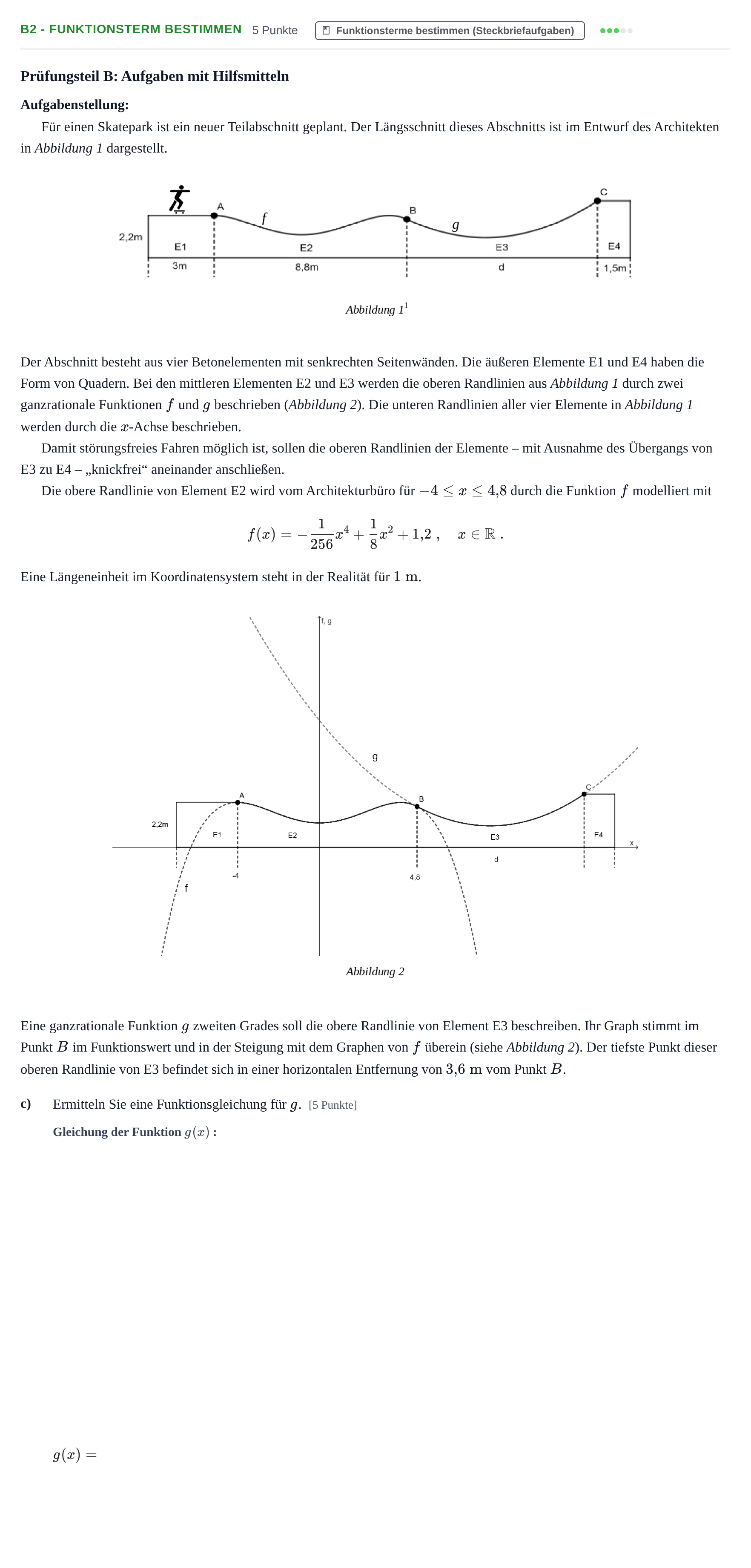Aufgabenstellung: Aufgabe B2 - Funktionsterm bestimmen · Abitur NRW Mathematik LK · Haupttermin · CAS 2022