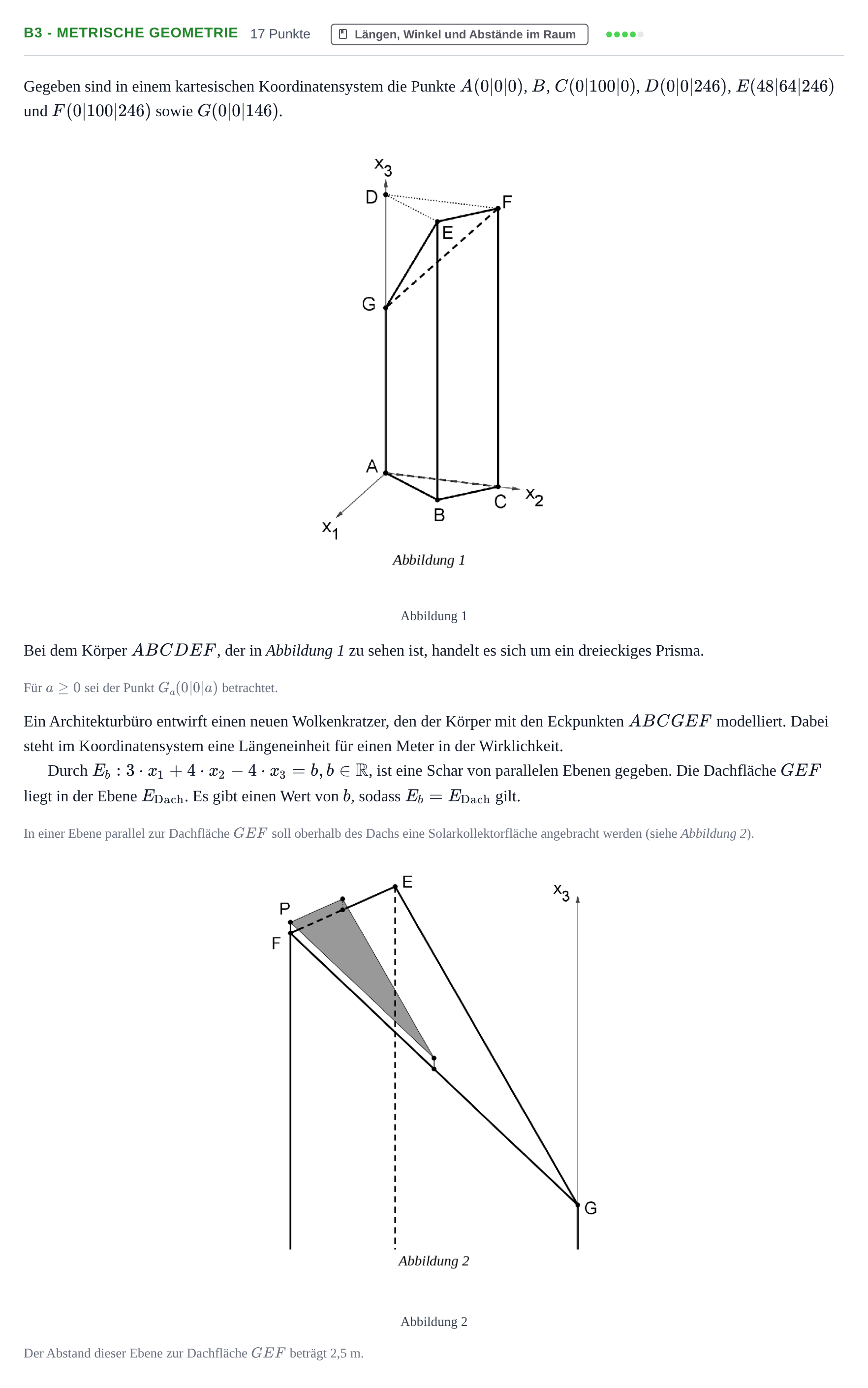 Aufgabenstellung: Aufgabe B3 - Metrische Geometrie · Abitur NRW Mathematik LK · Haupttermin · CAS 2022