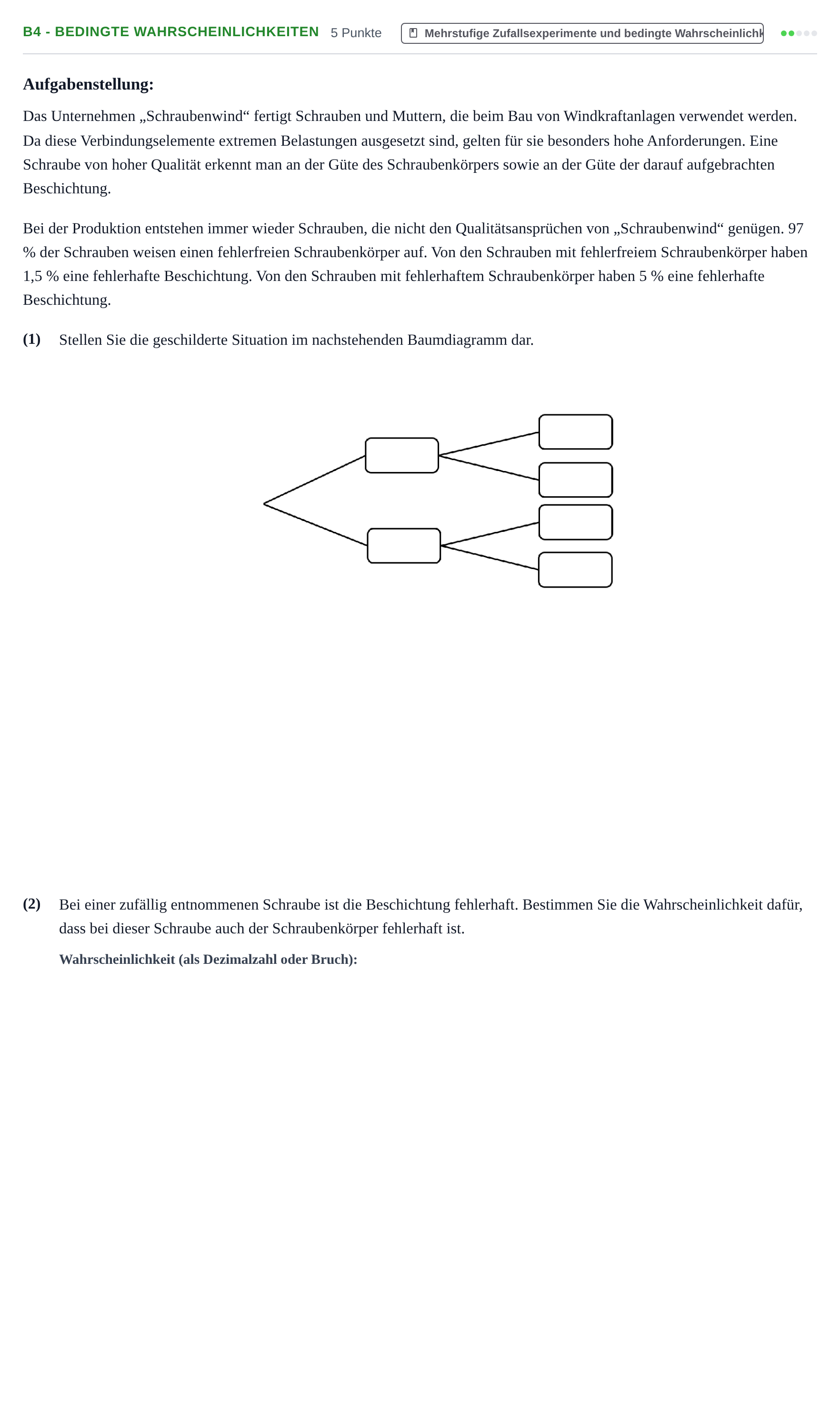Aufgabenstellung: Aufgabe B4 - Bedingte Wahrscheinlichkeiten · Abitur NRW Mathematik LK · Haupttermin · CAS 2022