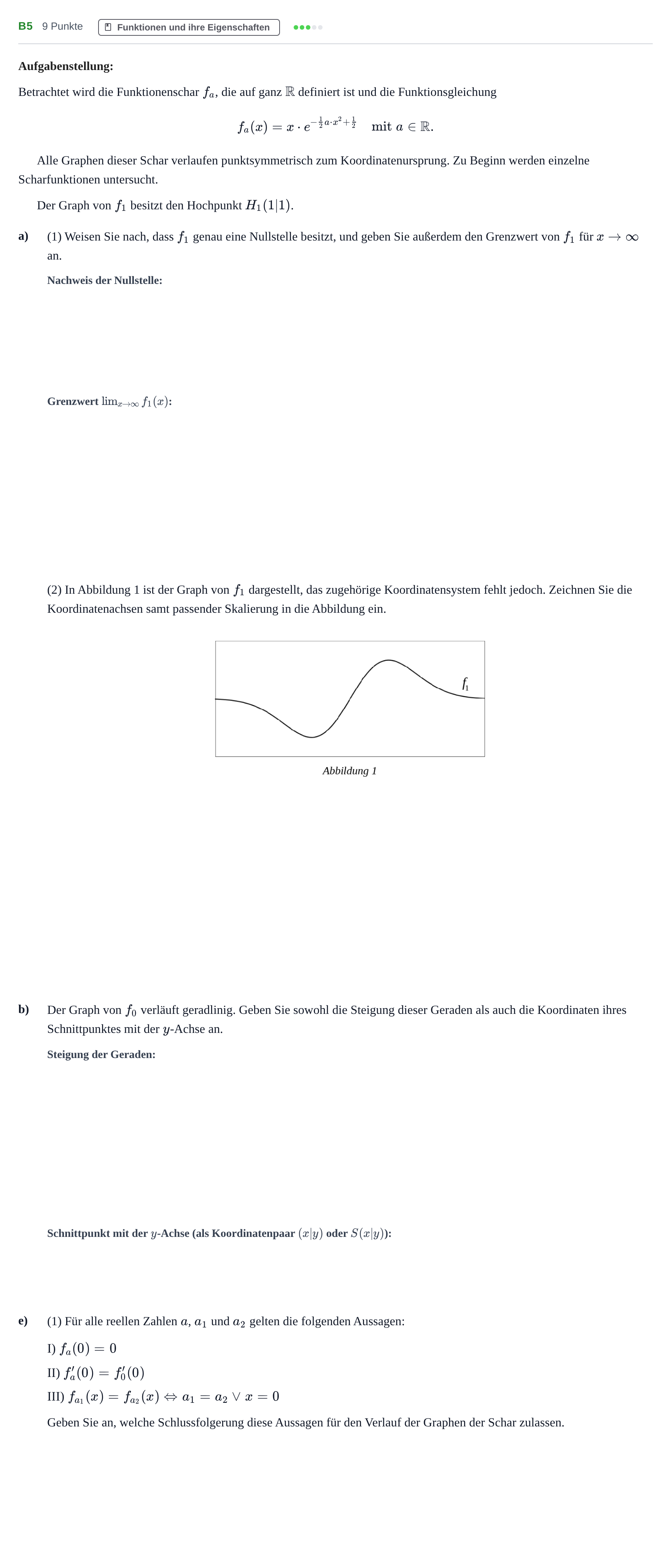 Aufgabenstellung: Aufgabe B5 - Funktionen und ihre Eigenschaften · Abitur NRW Mathematik LK · Haupttermin · CAS 2022