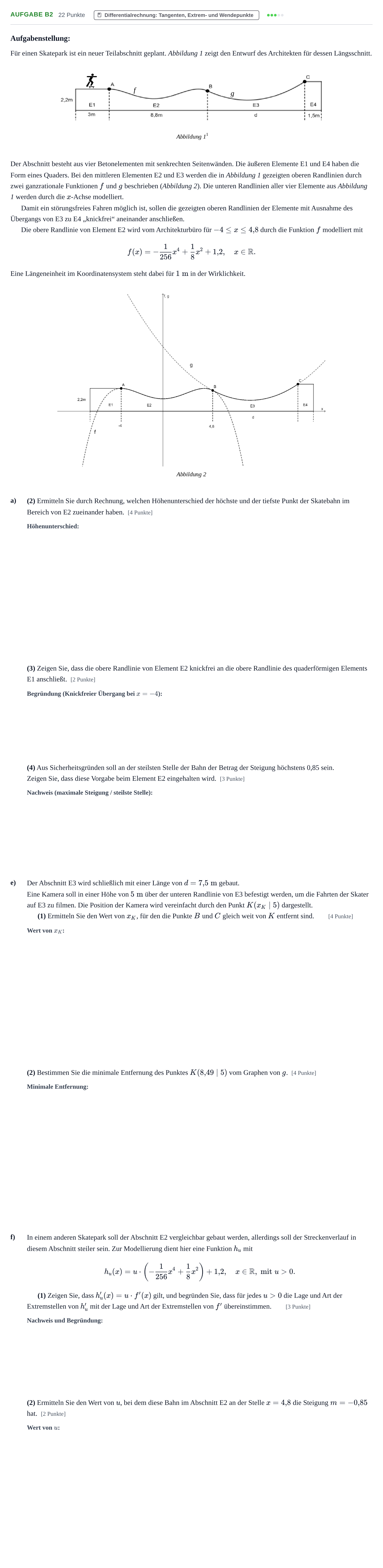 Aufgabenstellung: Aufgabe B2 - Differentialrechnung · Abitur NRW Mathematik LK · Haupttermin · CAS · Weiterbildungsk 2022
