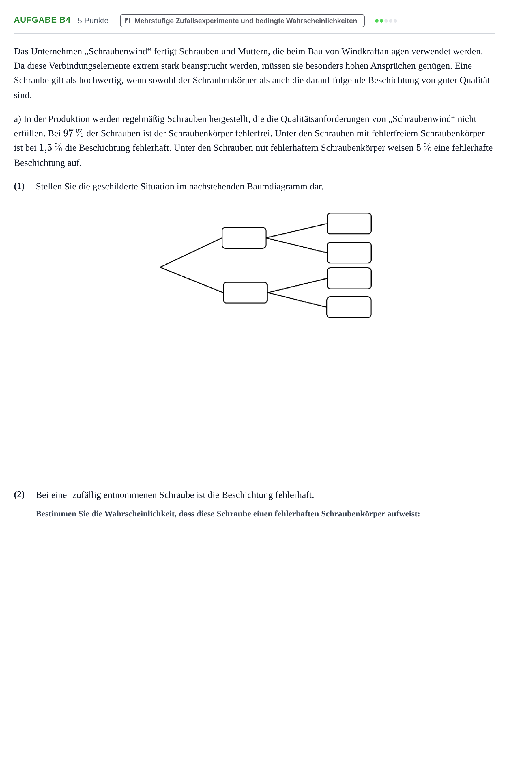Aufgabenstellung: Aufgabe B4 - Mehrstufige Zufallsexperimente · Abitur NRW Mathematik LK · Haupttermin · CAS · Weiterbildungsk 2022