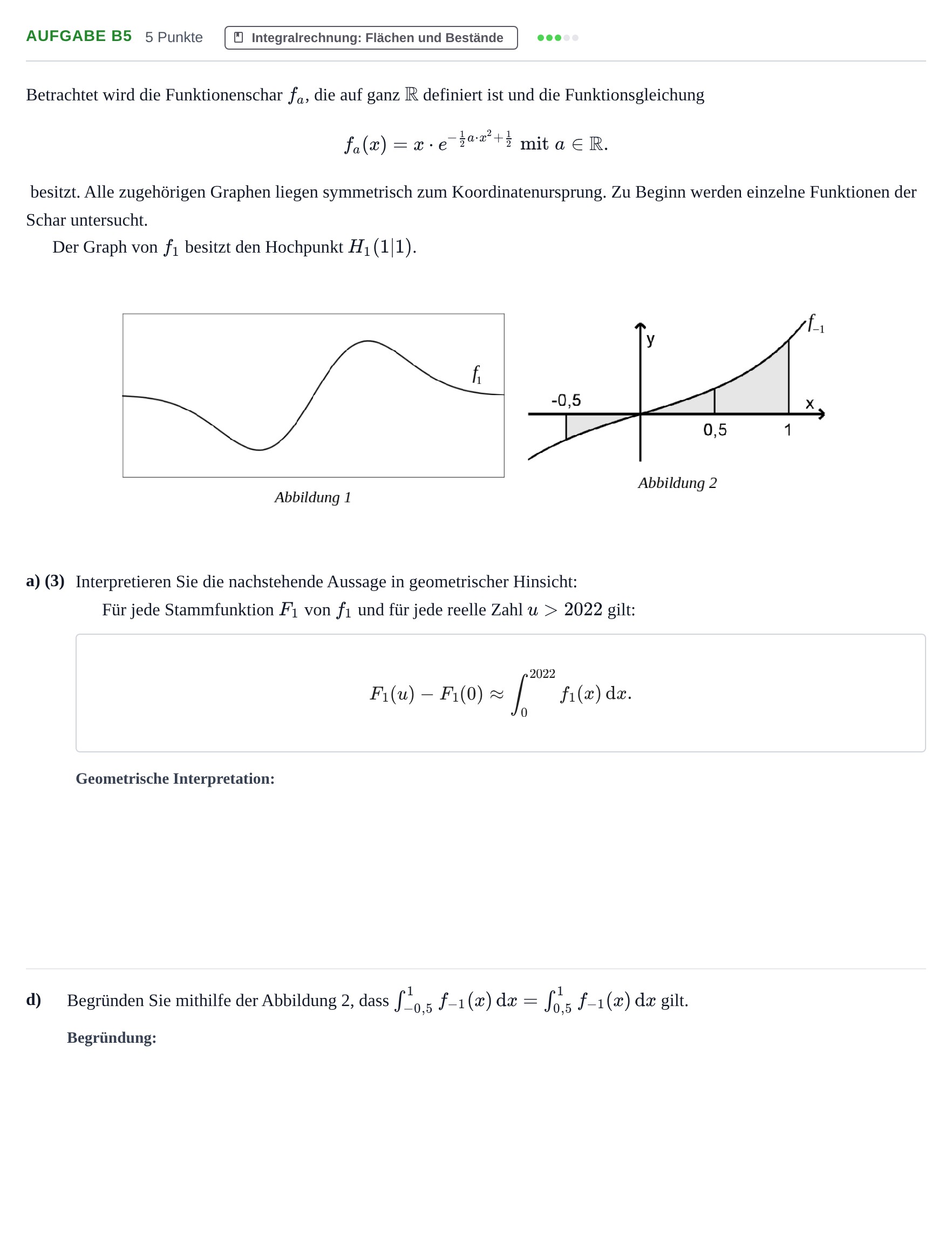 Aufgabenstellung: Aufgabe B5 - Integralrechnung · Abitur NRW Mathematik LK · Haupttermin · CAS · Weiterbildungsk 2022