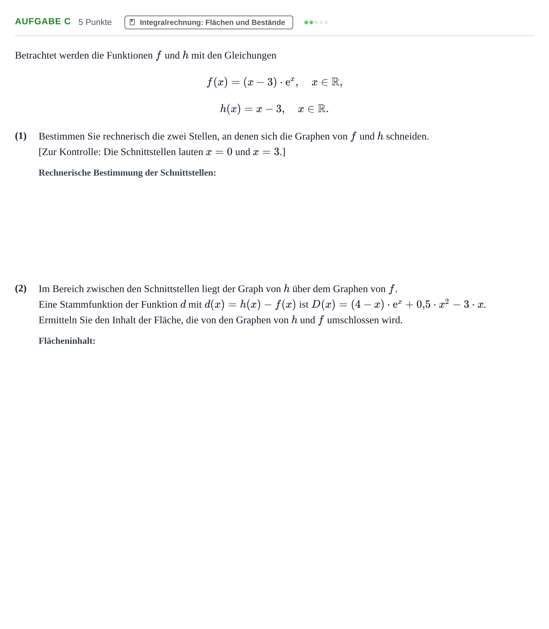 Aufgabenstellung: Aufgabe c · Abitur NRW Mathematik LK · Haupttermin · CAS · Weiterbildungsk 2022