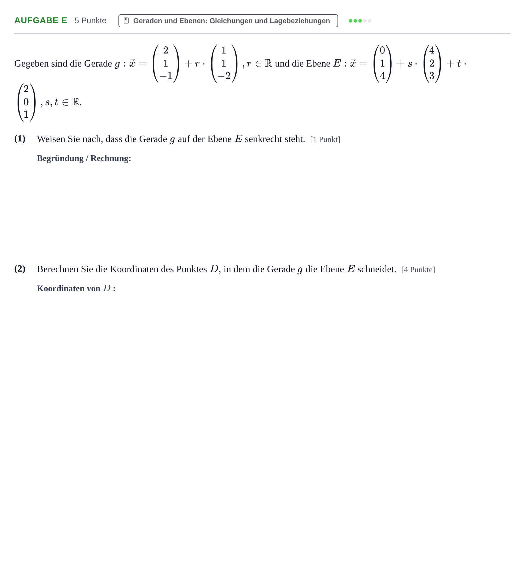 Aufgabenstellung: Aufgabe e · Abitur NRW Mathematik LK · Haupttermin · CAS · Weiterbildungsk 2022