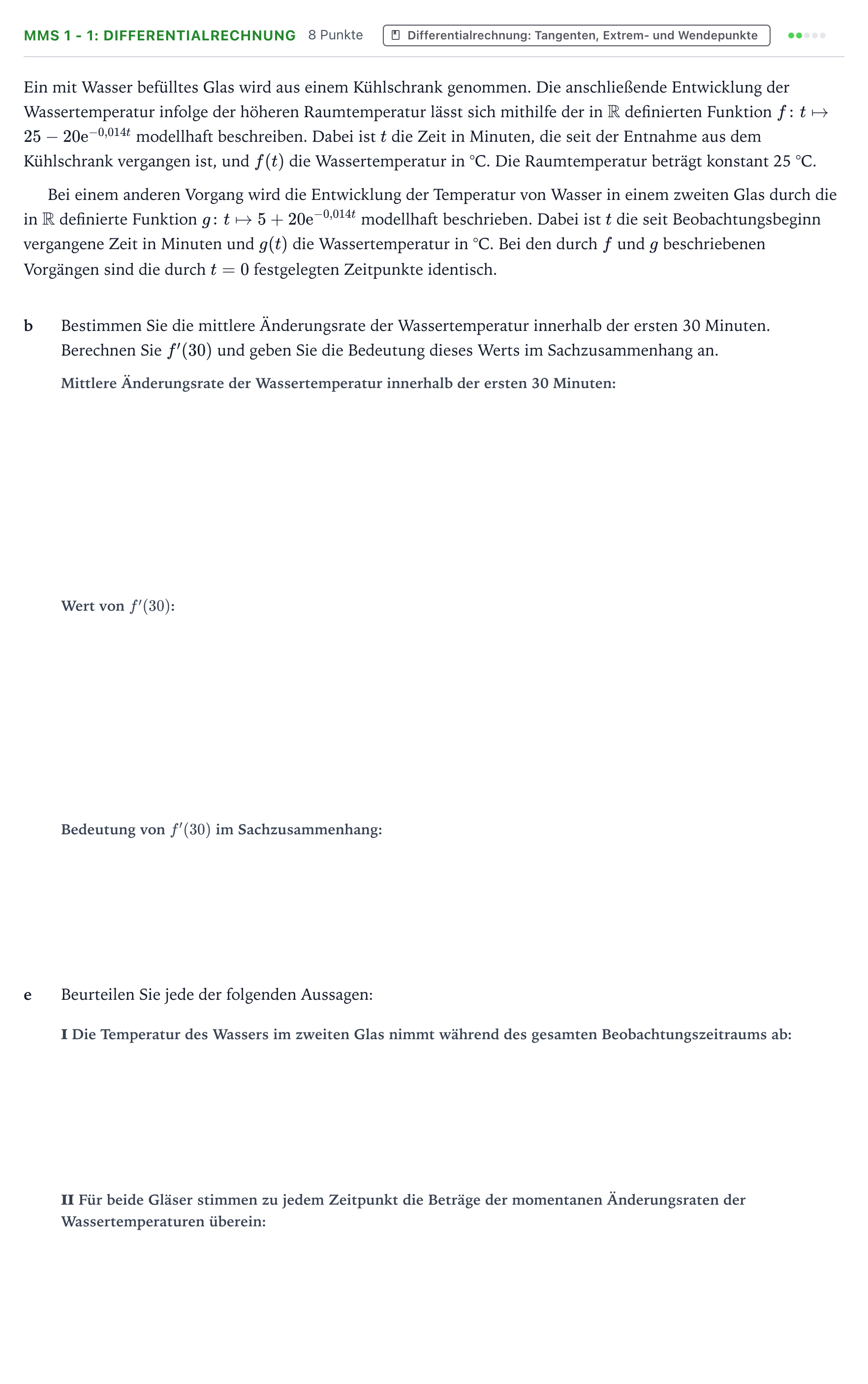 Aufgabenstellung: Aufgabe MMS 1 - 1: Differentialrechnung · Abitur NRW Mathematik LK · Teil B · Analysis (CAS) 2024