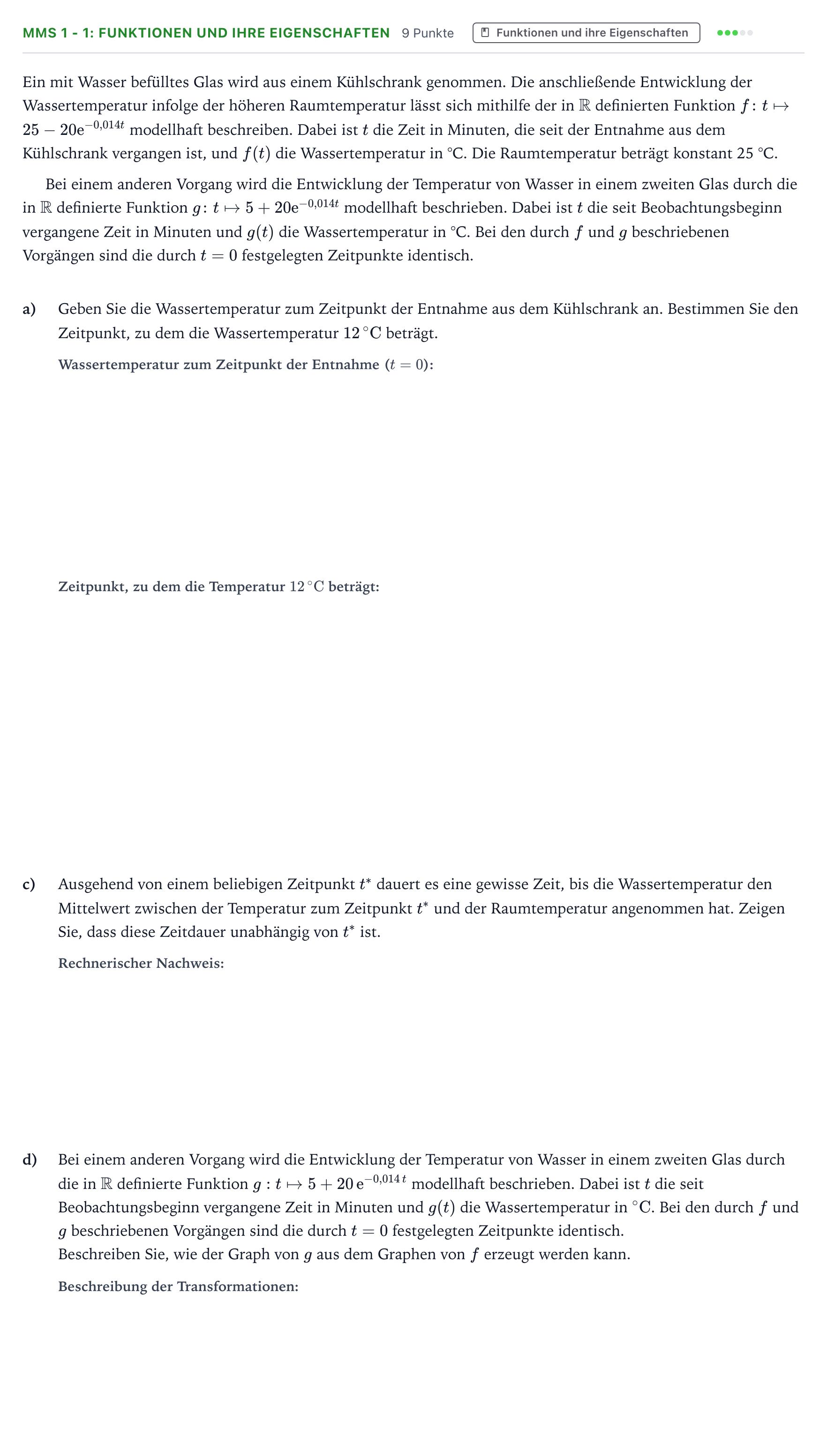Aufgabenstellung: Aufgabe MMS 1 - 1: Funktionen und ihre Eigenschaften · Abitur NRW Mathematik LK · Teil B · Analysis (CAS) 2024