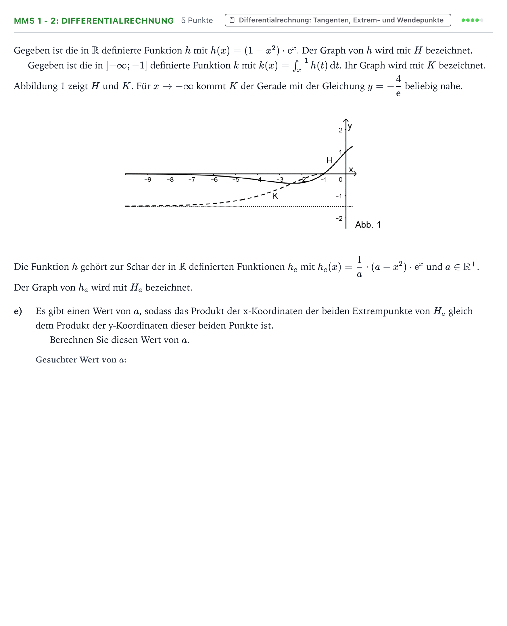 Aufgabenstellung: Aufgabe MMS 1 - 2: Differentialrechnung · Abitur NRW Mathematik LK · Teil B · Analysis (CAS) 2024