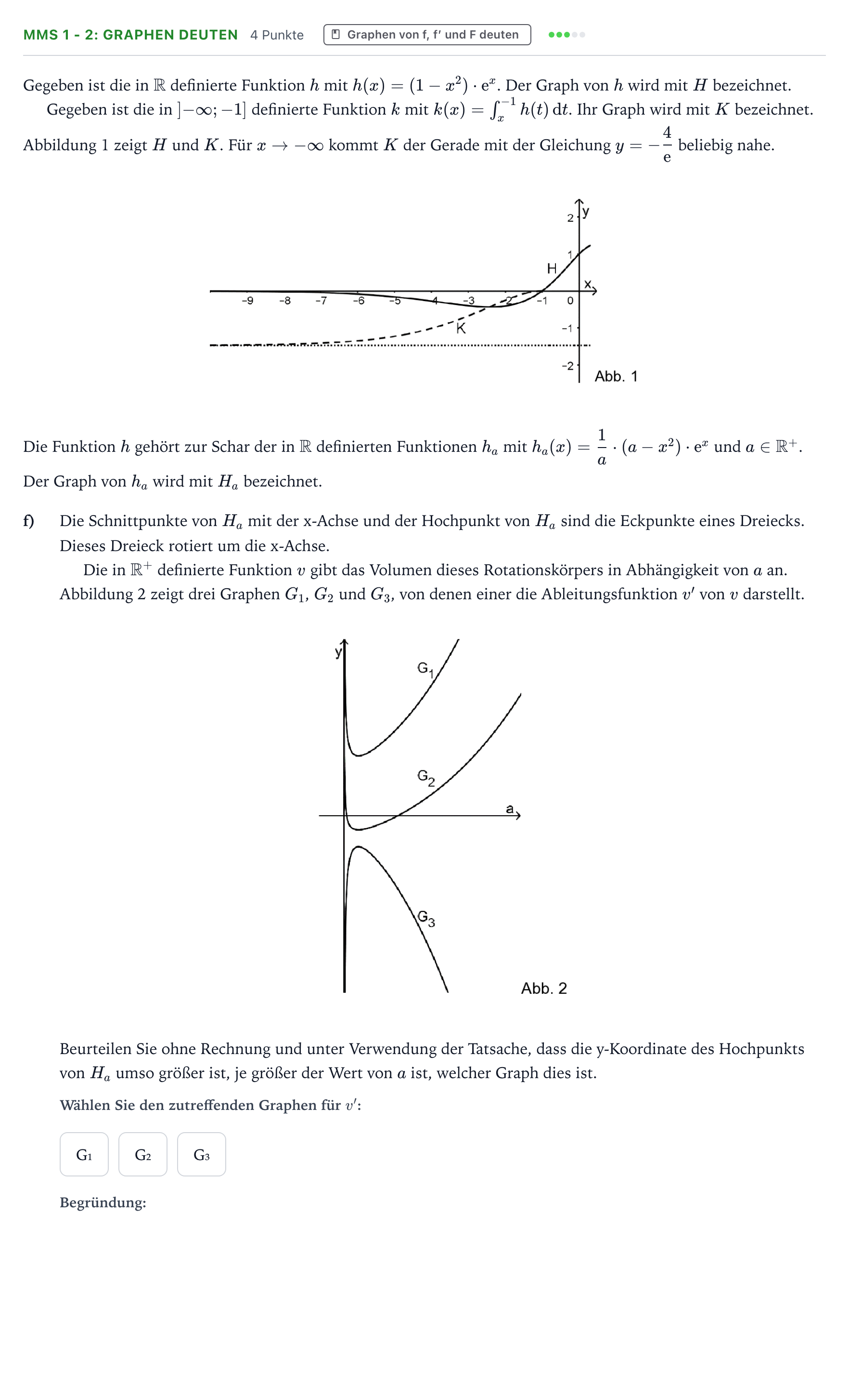 Aufgabenstellung: Aufgabe MMS 1 - 2: Graphen deuten · Abitur NRW Mathematik LK · Teil B · Analysis (CAS) 2024