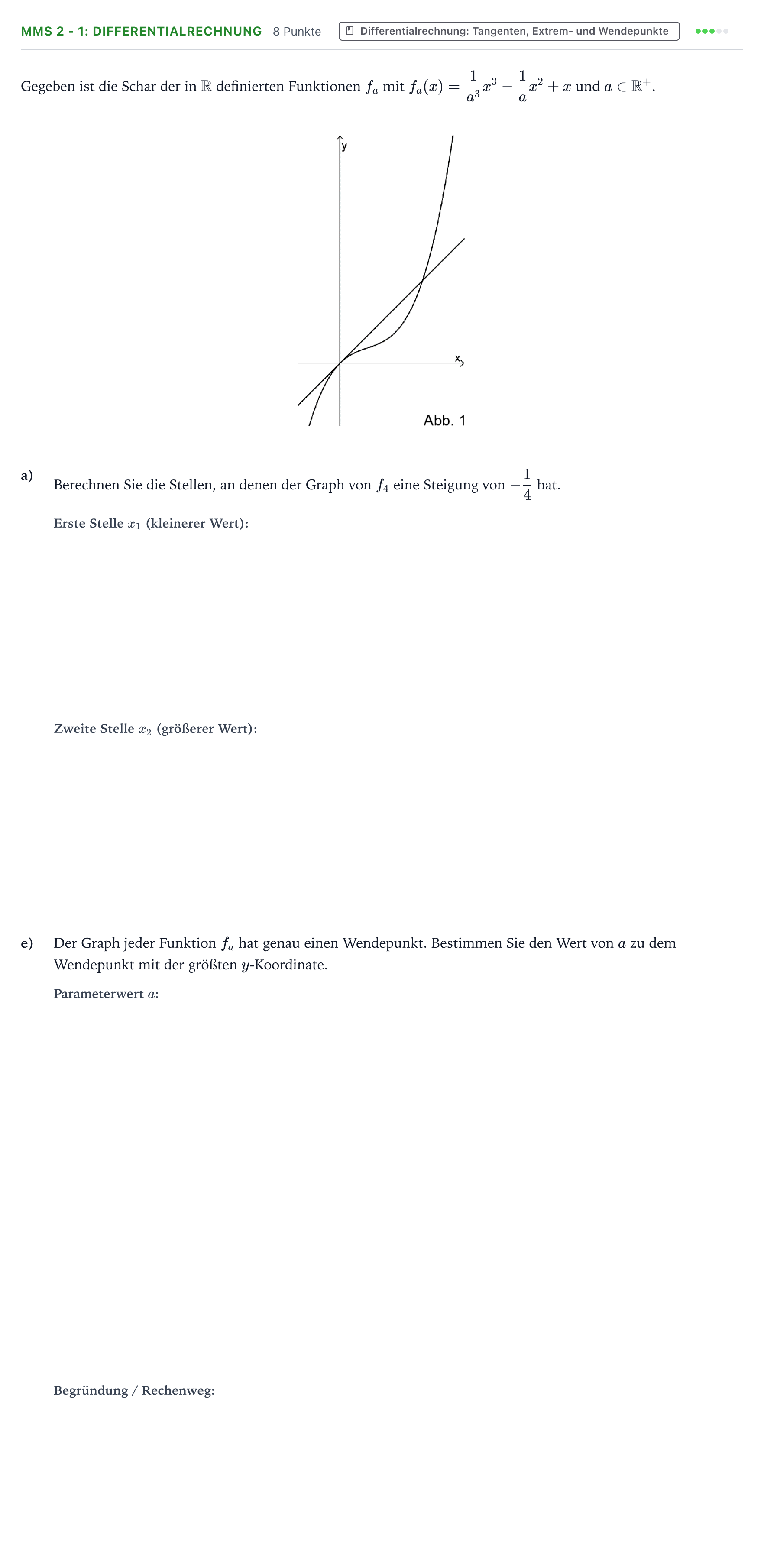 Aufgabenstellung: Aufgabe MMS 2 - 1: Differentialrechnung · Abitur NRW Mathematik LK · Teil B · Analysis (CAS) 2024