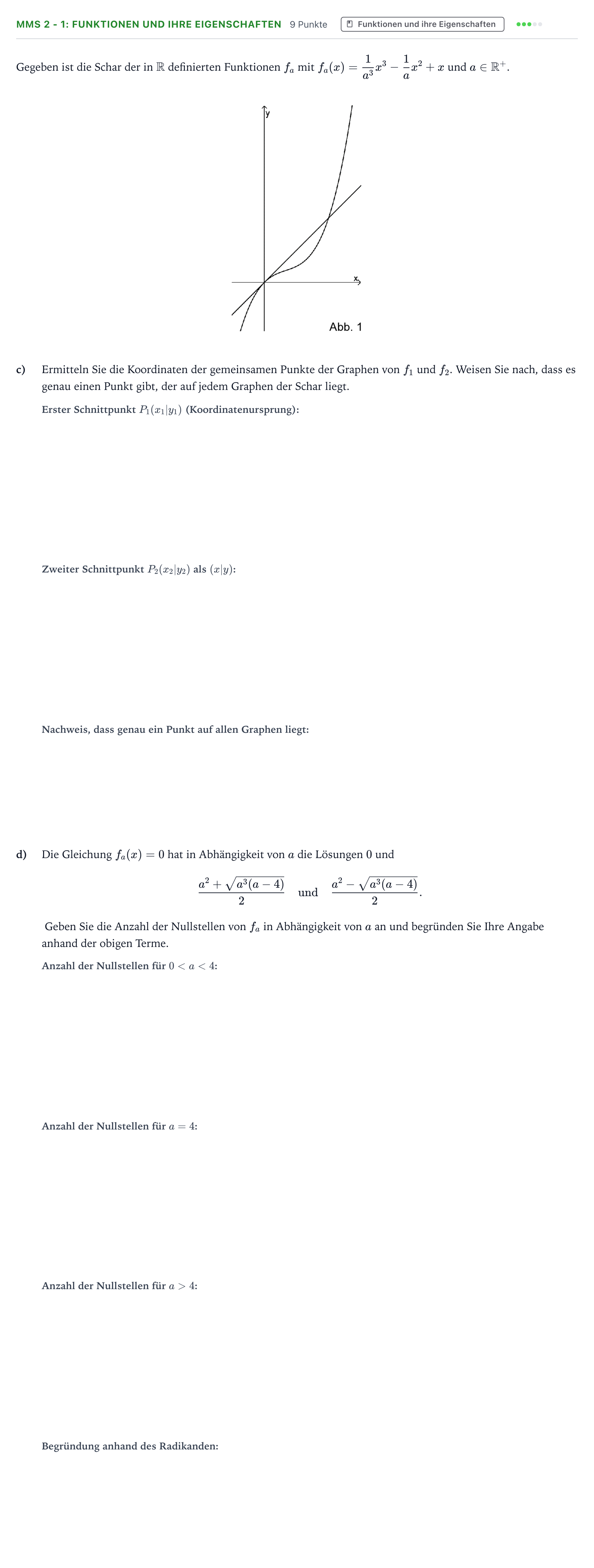 Aufgabenstellung: Aufgabe MMS 2 - 1: Funktionen und ihre Eigenschaften · Abitur NRW Mathematik LK · Teil B · Analysis (CAS) 2024