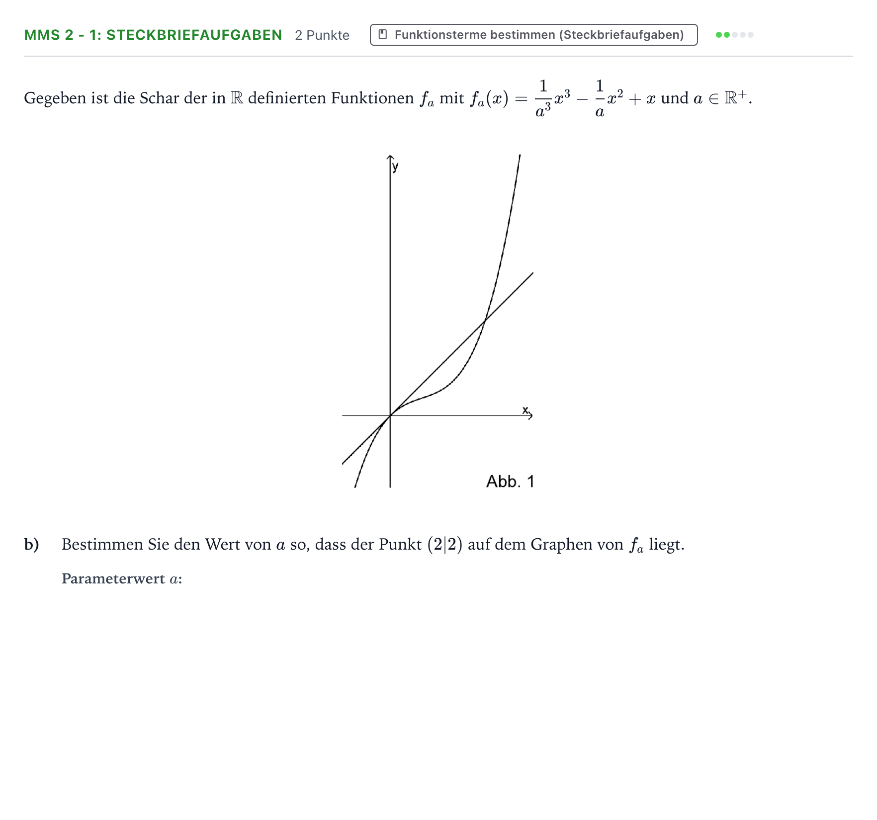 Aufgabenstellung: Aufgabe MMS 2 - 1: Steckbriefaufgaben · Abitur NRW Mathematik LK · Teil B · Analysis (CAS) 2024