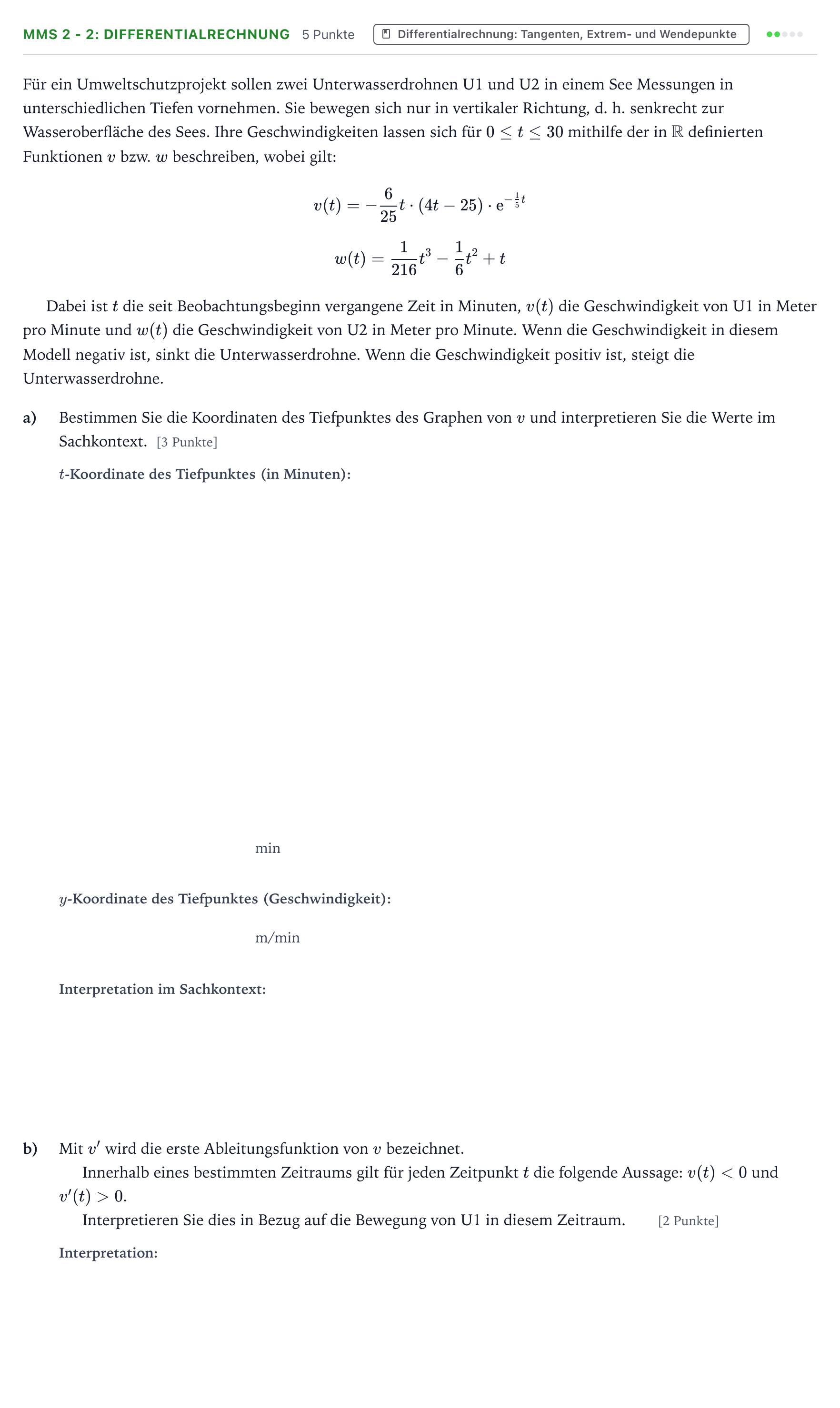 Aufgabenstellung: Aufgabe MMS 2 - 2: Differentialrechnung · Abitur NRW Mathematik LK · Teil B · Analysis (CAS) 2024