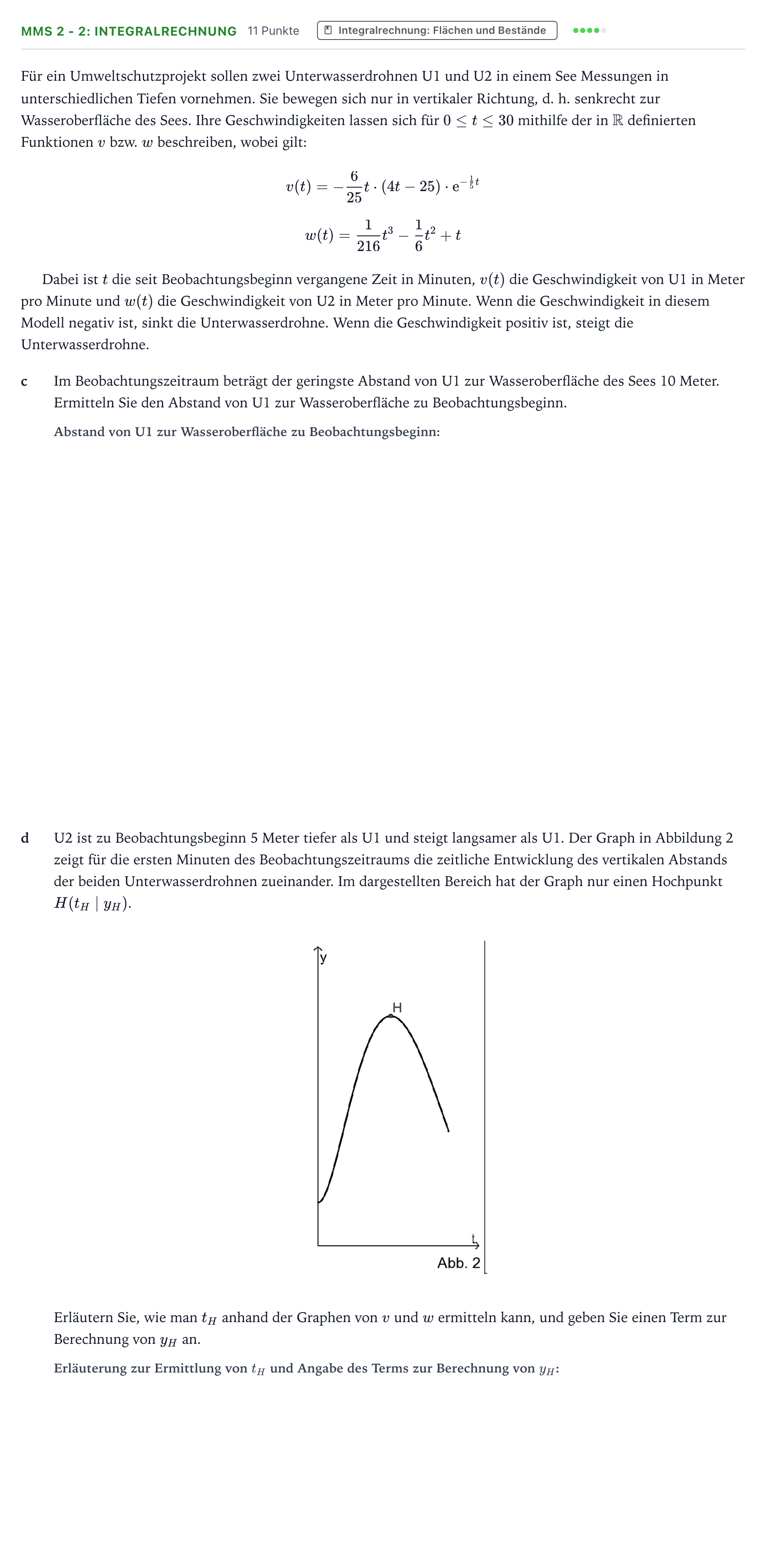 Aufgabenstellung: Aufgabe MMS 2 - 2: Integralrechnung · Abitur NRW Mathematik LK · Teil B · Analysis (CAS) 2024