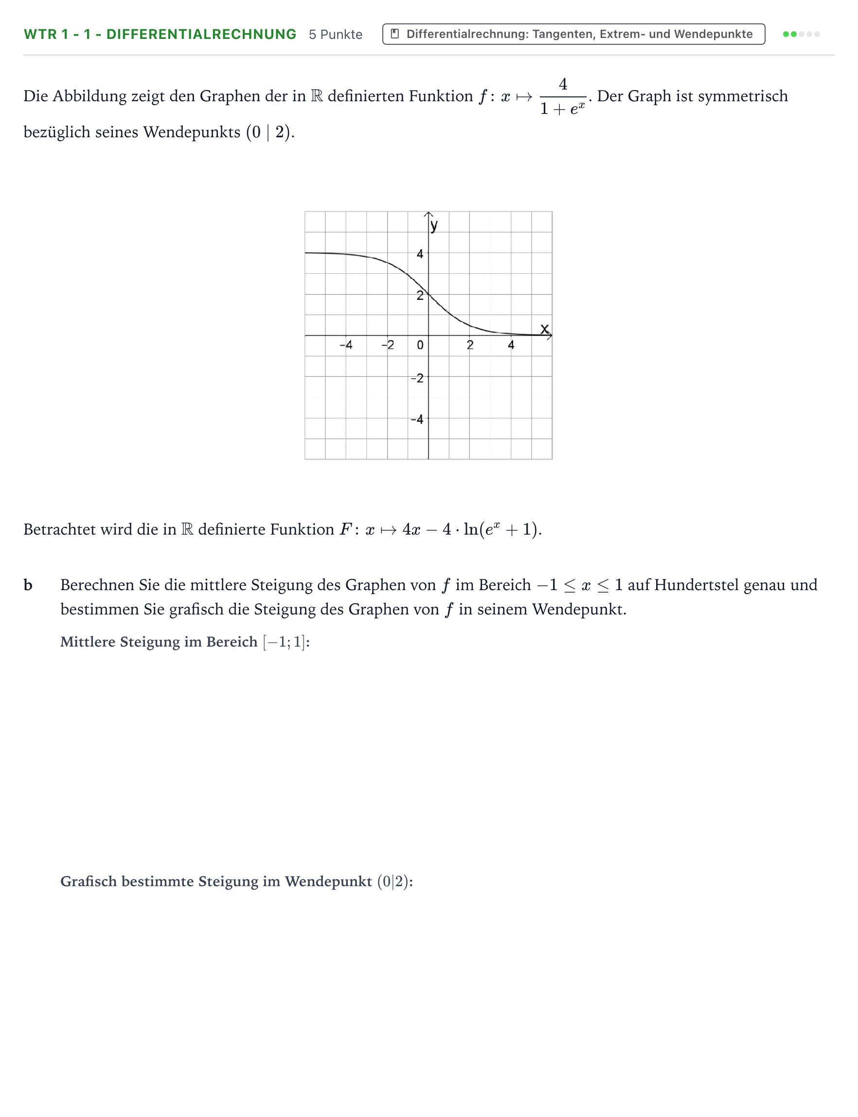 Aufgabenstellung: Aufgabe WTR 1 - 1 - Differentialrechnung · Abitur NRW Mathematik LK · Teil B · Analysis (WTR) 2024
