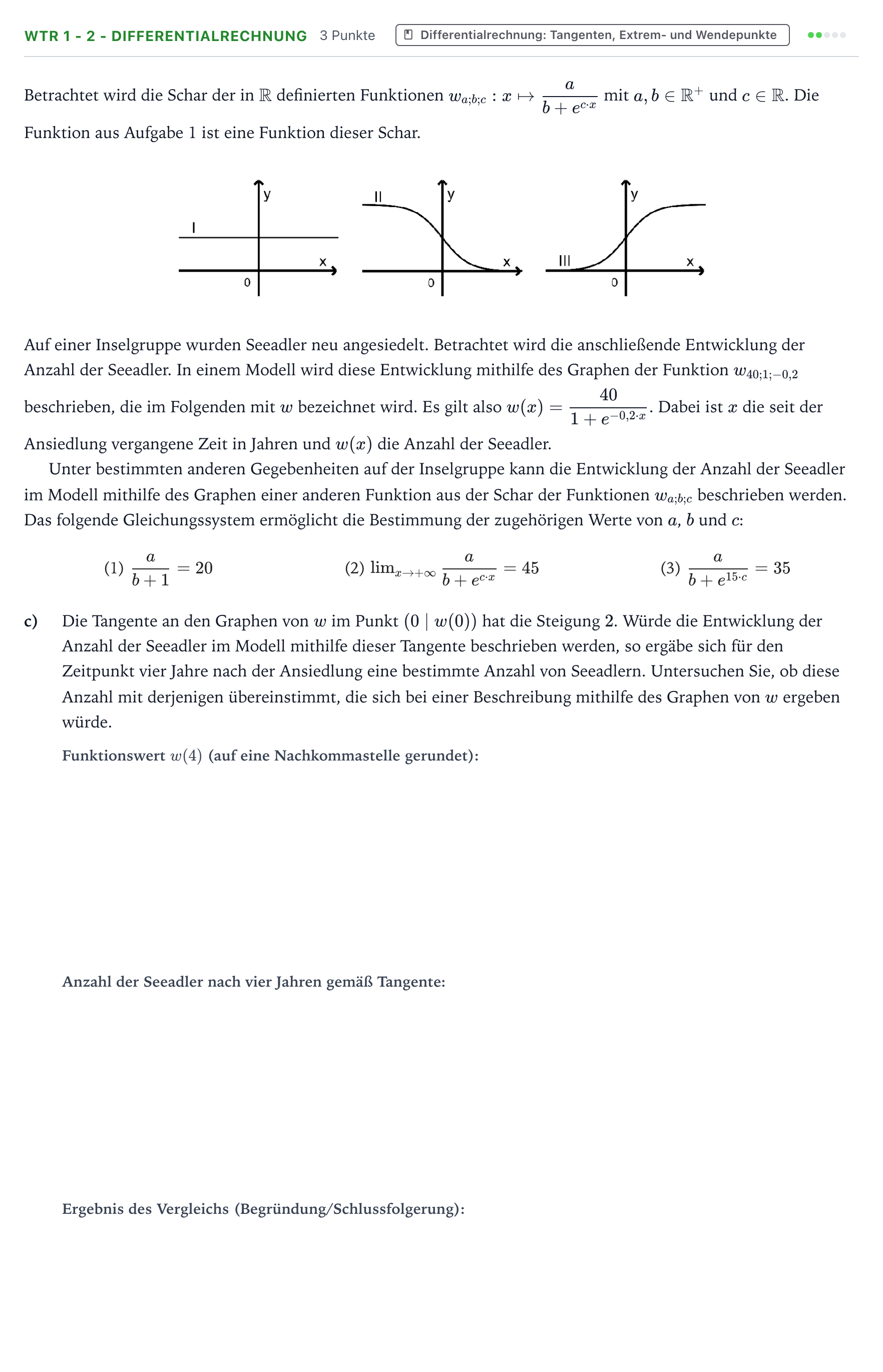 Aufgabenstellung: Aufgabe WTR 1 - 2 - Differentialrechnung · Abitur NRW Mathematik LK · Teil B · Analysis (WTR) 2024