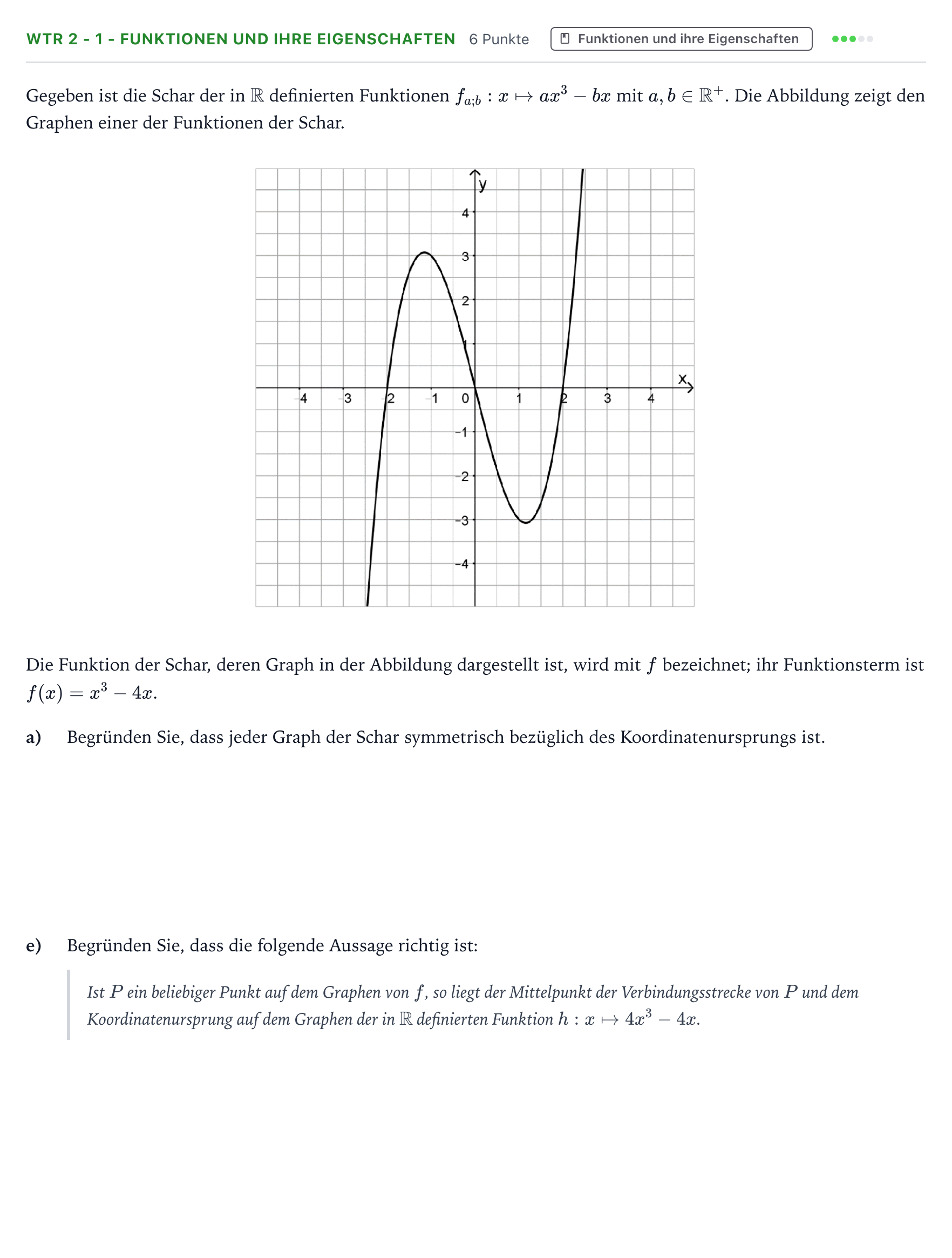 Aufgabenstellung: Aufgabe WTR 2 - 1 - Funktionen und ihre Eigenschaften · Abitur NRW Mathematik LK · Teil B · Analysis (WTR) 2024