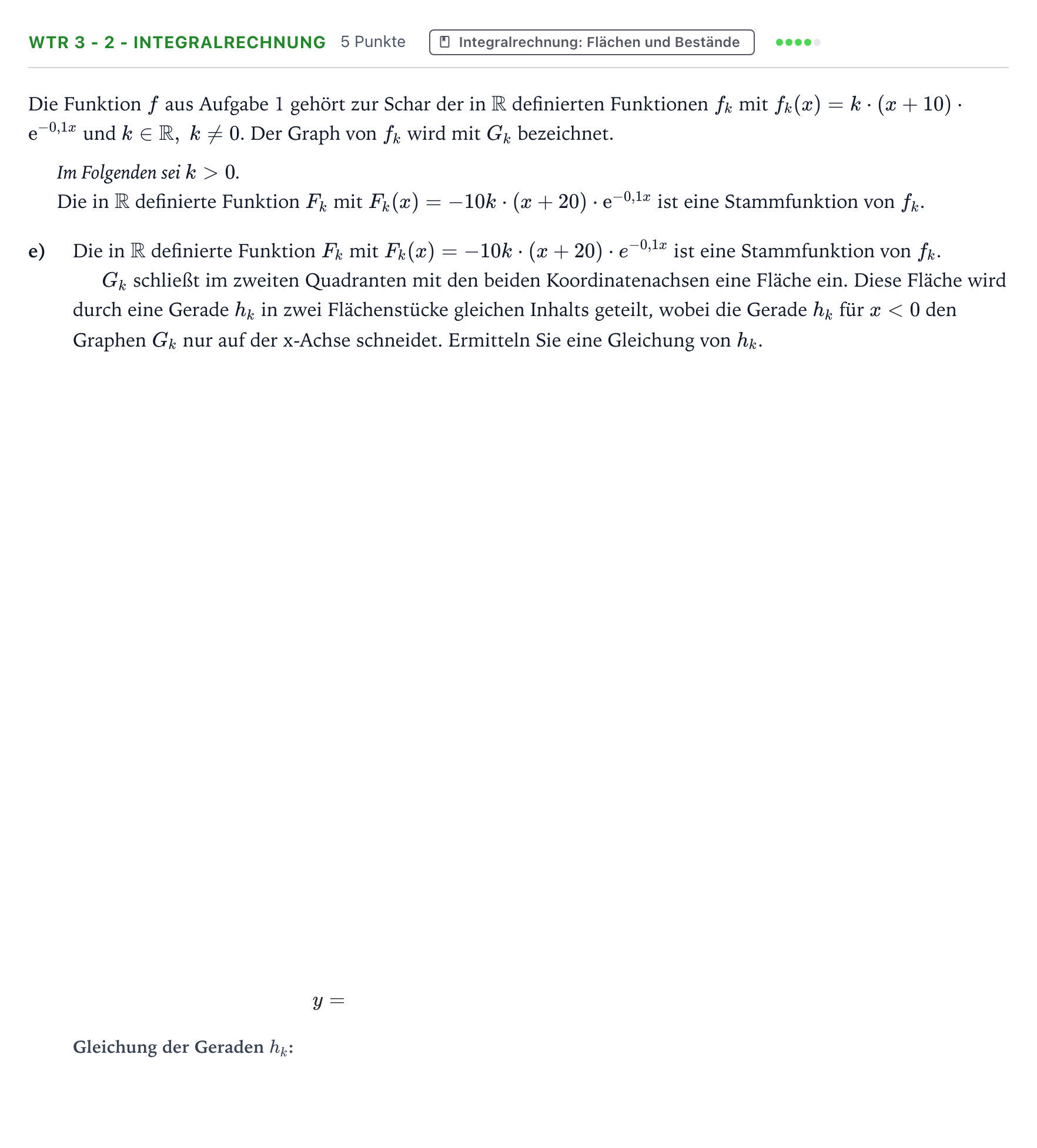 Aufgabenstellung: Aufgabe WTR 3 - 2 - Integralrechnung · Abitur NRW Mathematik LK · Teil B · Analysis (WTR) 2024