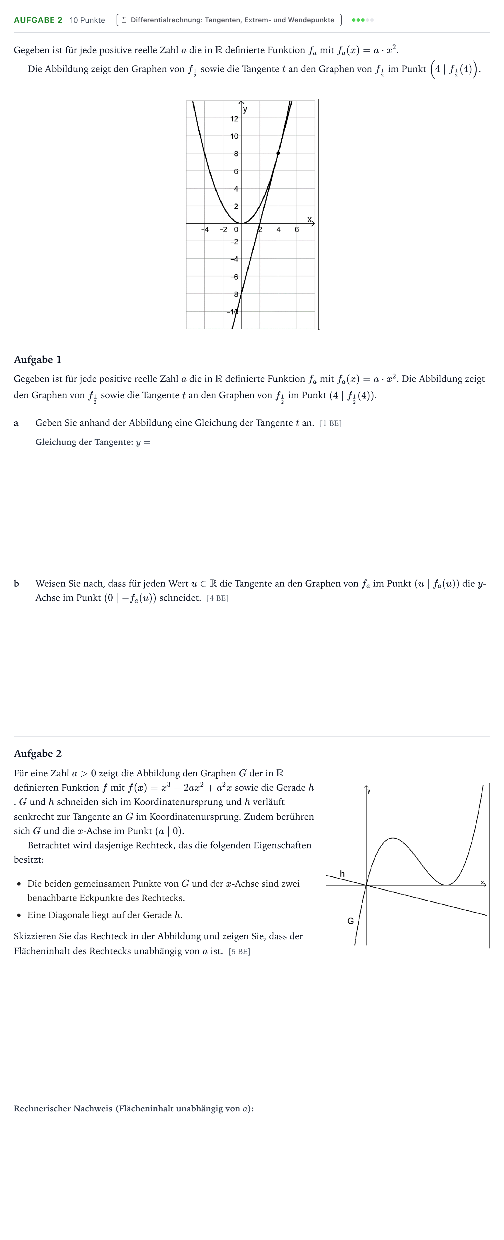 Aufgabenstellung: Aufgabe 2 · Abitur NRW Mathematik LK · Teil A · Analysis 2024