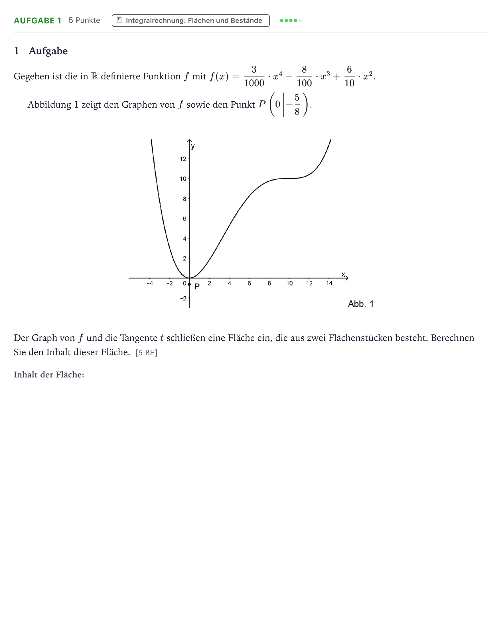 Aufgabenstellung: Aufgabe 1 - Integralrechnung · Abitur NRW Mathematik GK · Teil B · Analysis (CAS) 2024