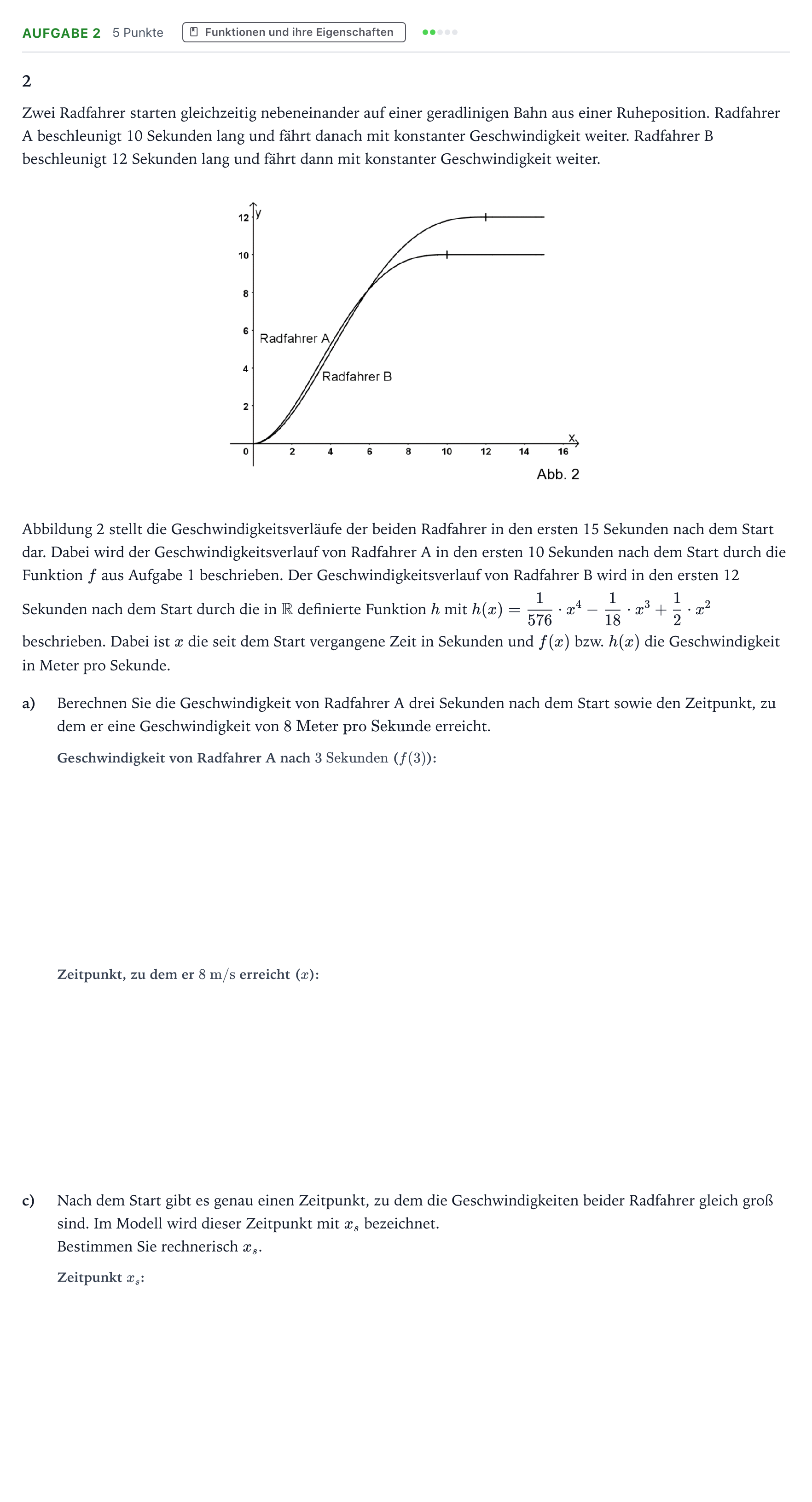 Aufgabenstellung: Aufgabe 2 - Funktionen und ihre Eigenschaften · Abitur NRW Mathematik GK · Teil B · Analysis (CAS) 2024