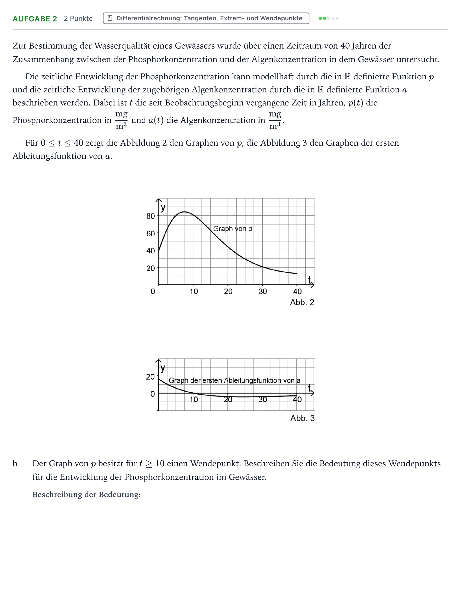 Aufgabenstellung: Aufgabe 2 - Differentialrechnung · Abitur NRW Mathematik GK · Teil B · Analysis (WTR) 2024